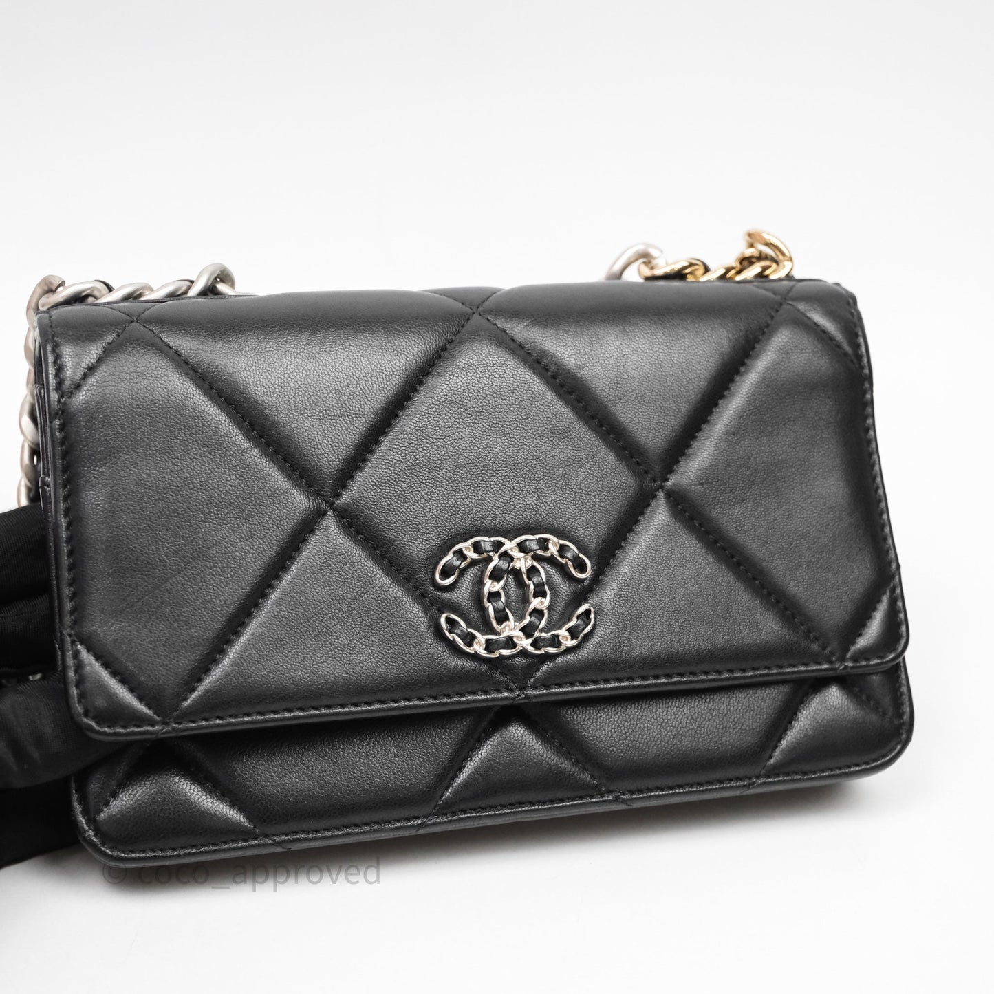 Chanel 19 Wallet on Chain WOC Black Mixed Hardware