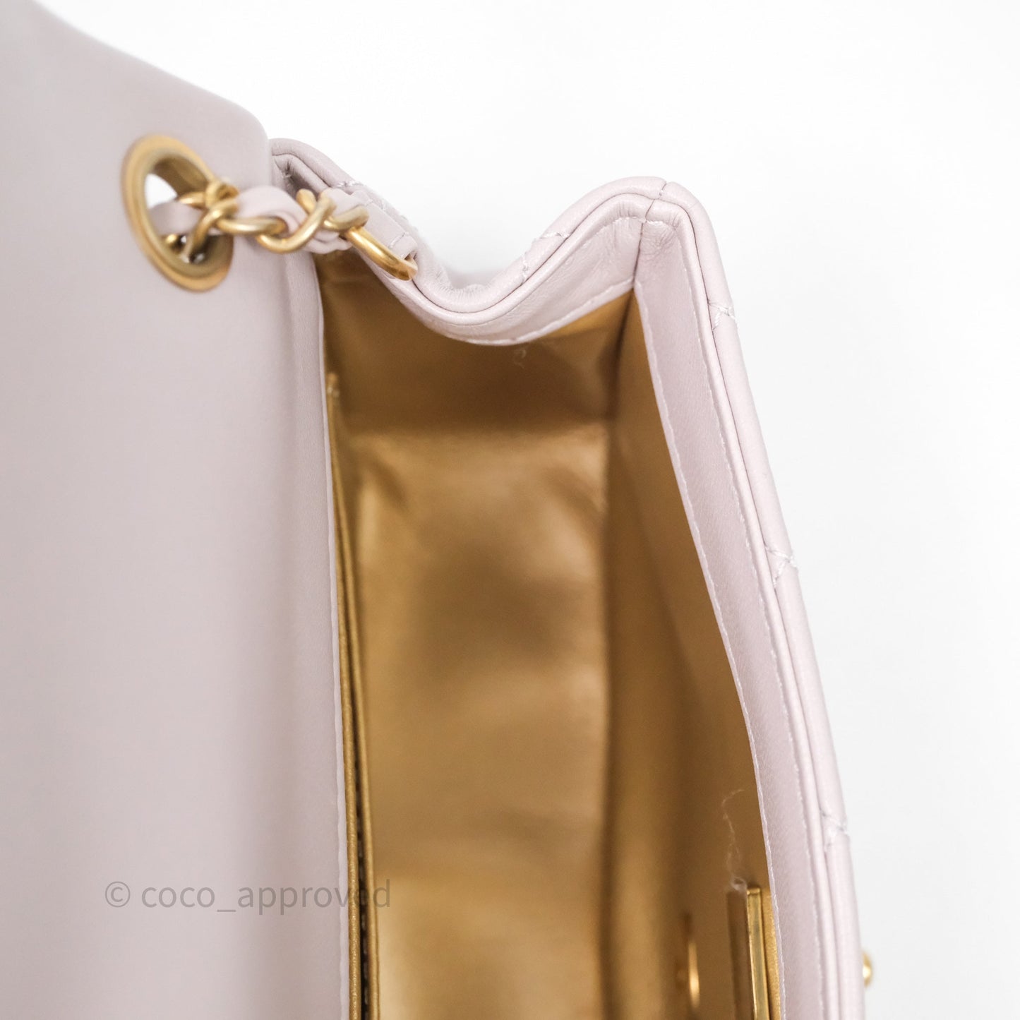 Chanel Mini Rectangular Pearl Crush Lilac Lambskin Aged Gold Hardware