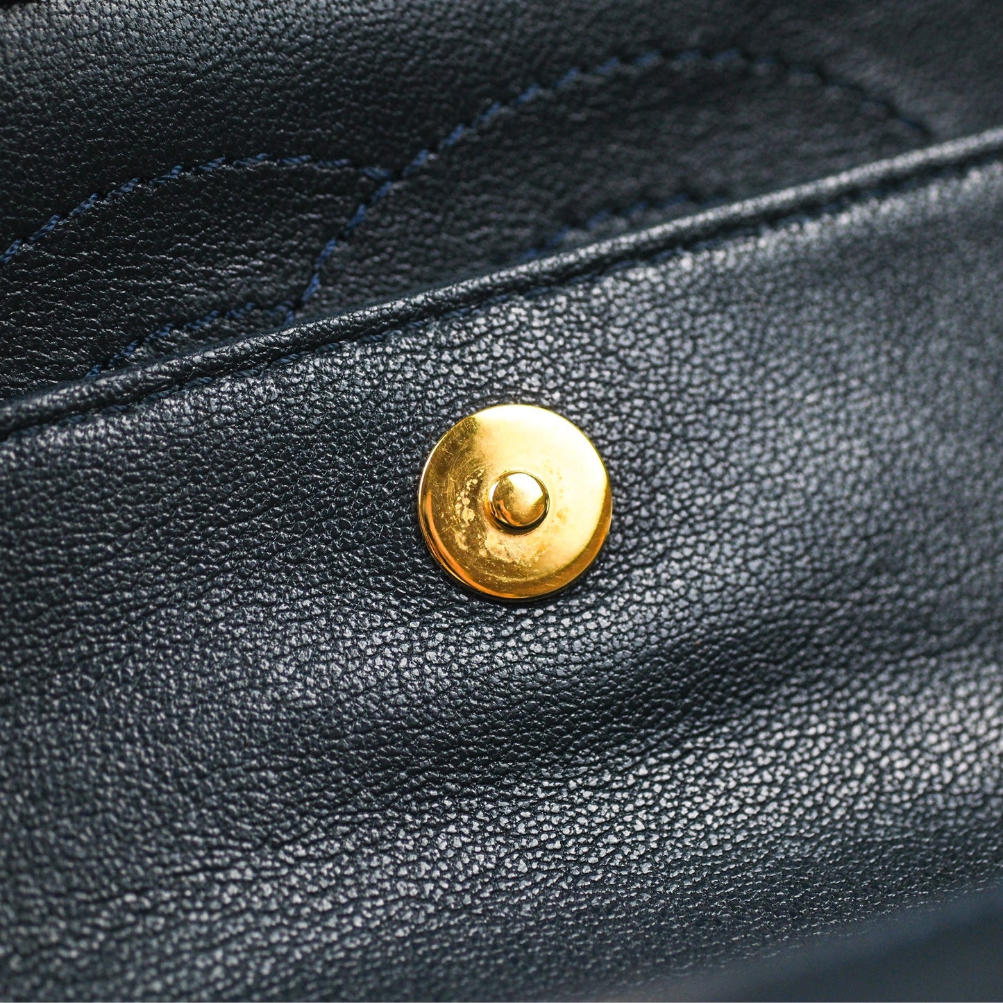 Chanel Small Vintage Mademoiselle Flap Navy Sheepskin Gold Hardware