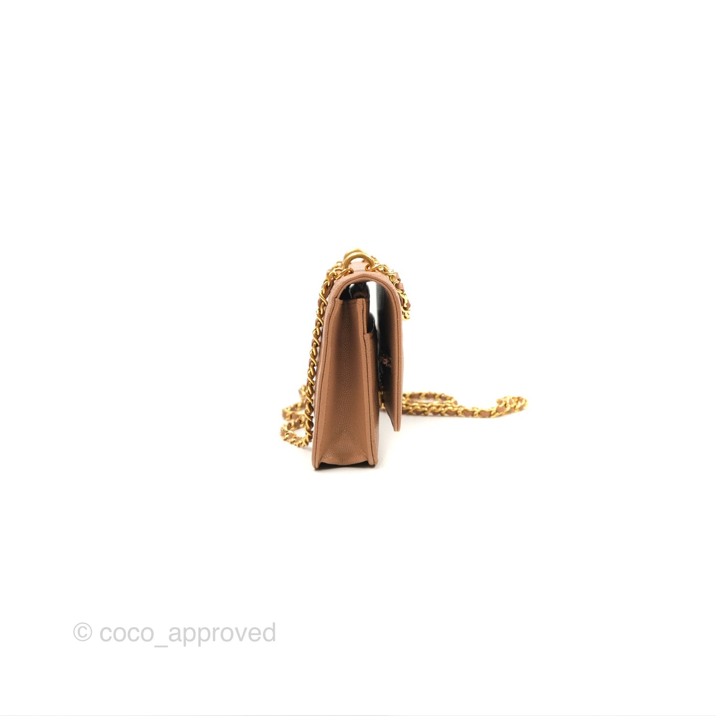 Chanel Coco First Wallet On Chain WOC Dark Beige Caviar Gold Hardware 22K