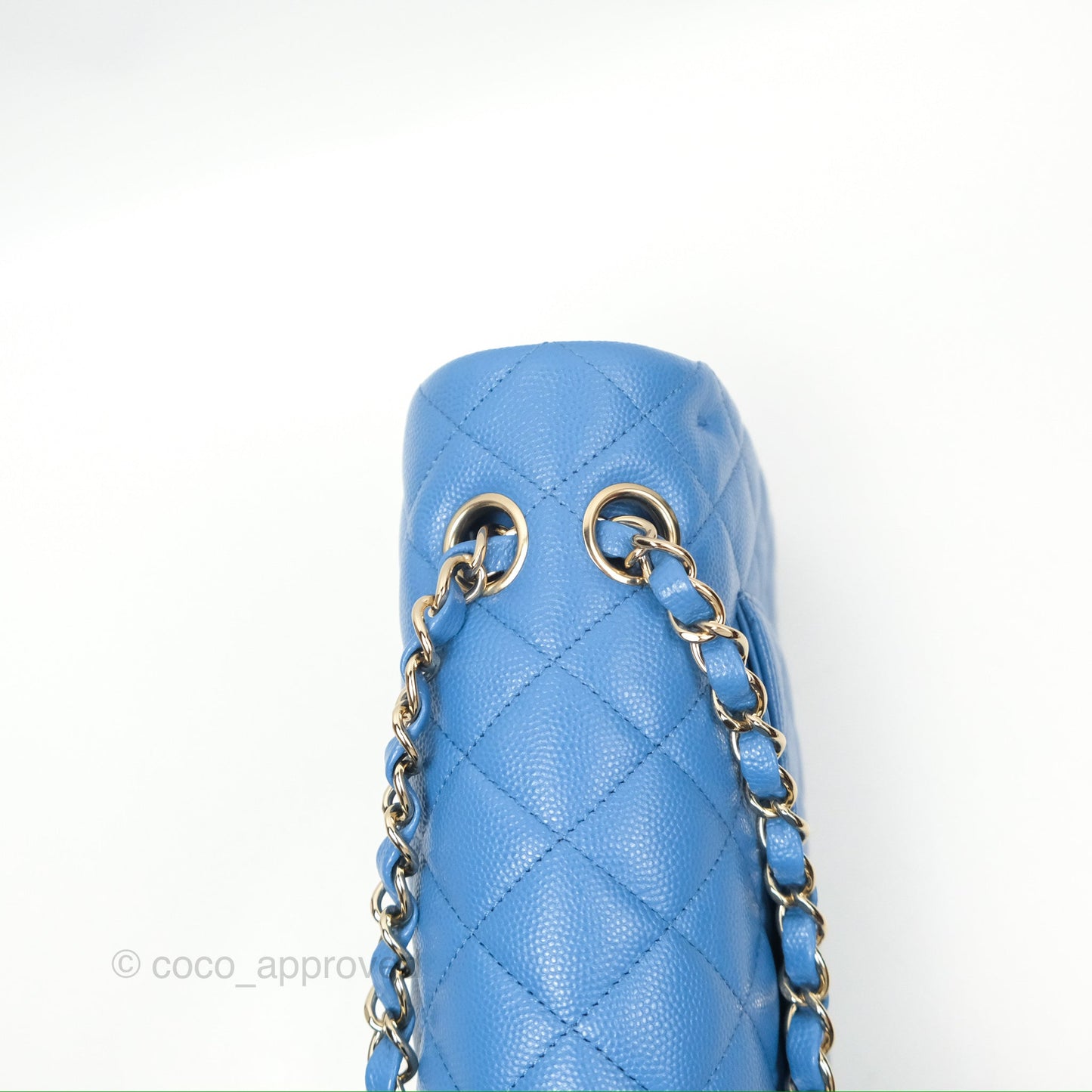 Chanel Classic M/L Medium Flap Quilted Blue Caviar Gold Hardware