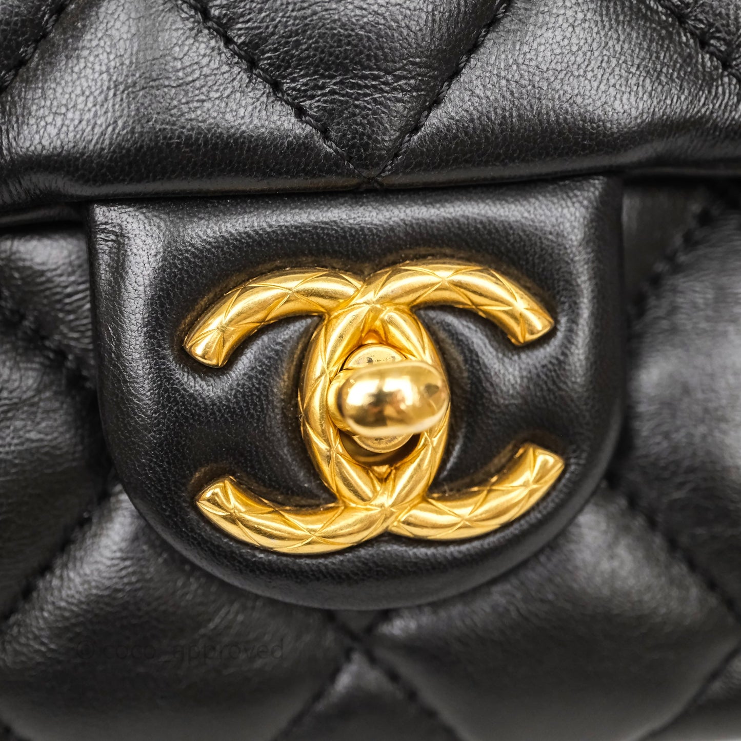 Chanel Small All Slide Adjustable Chain Flap Bag Black Lambskin Aged Gold Hardware 22K