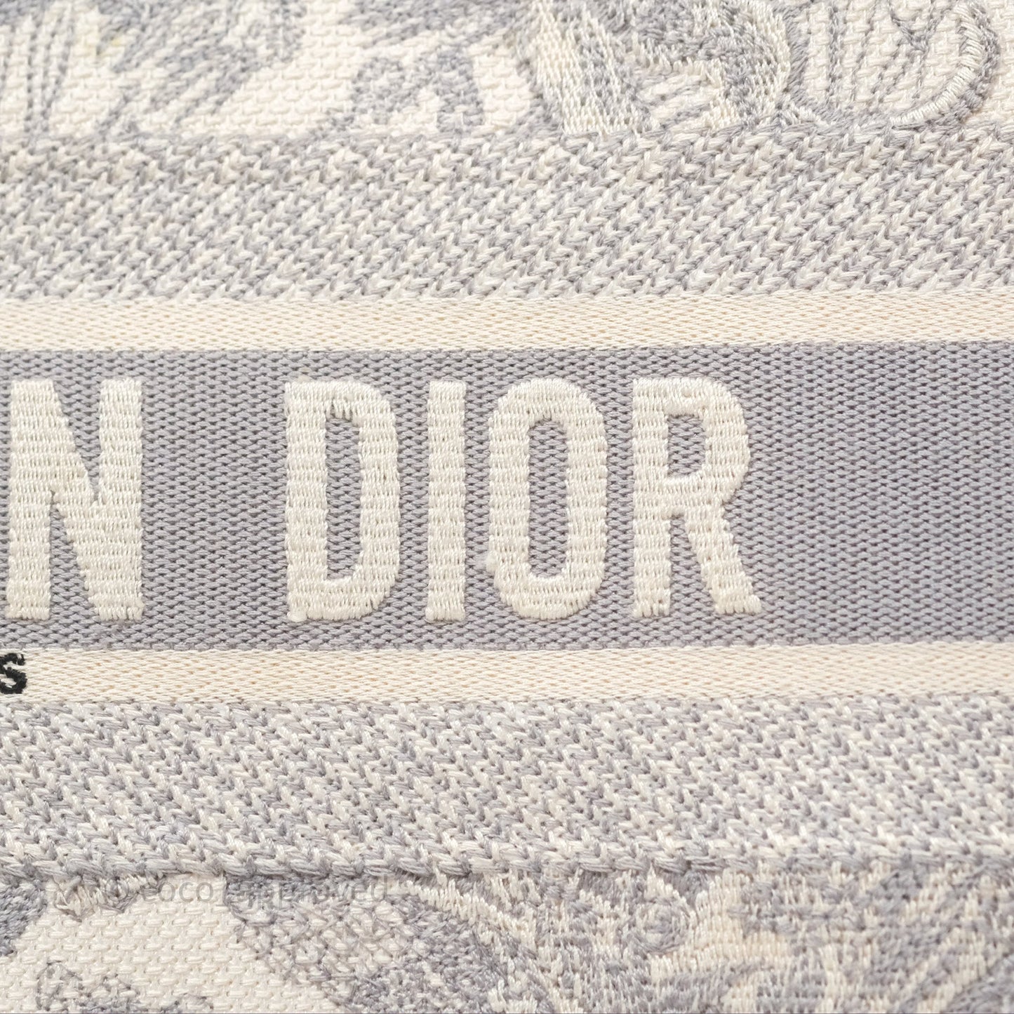 Christian Dior Medium (Old Small) Embroidered Toile De Jouy Light Grey Canvas Book Tote