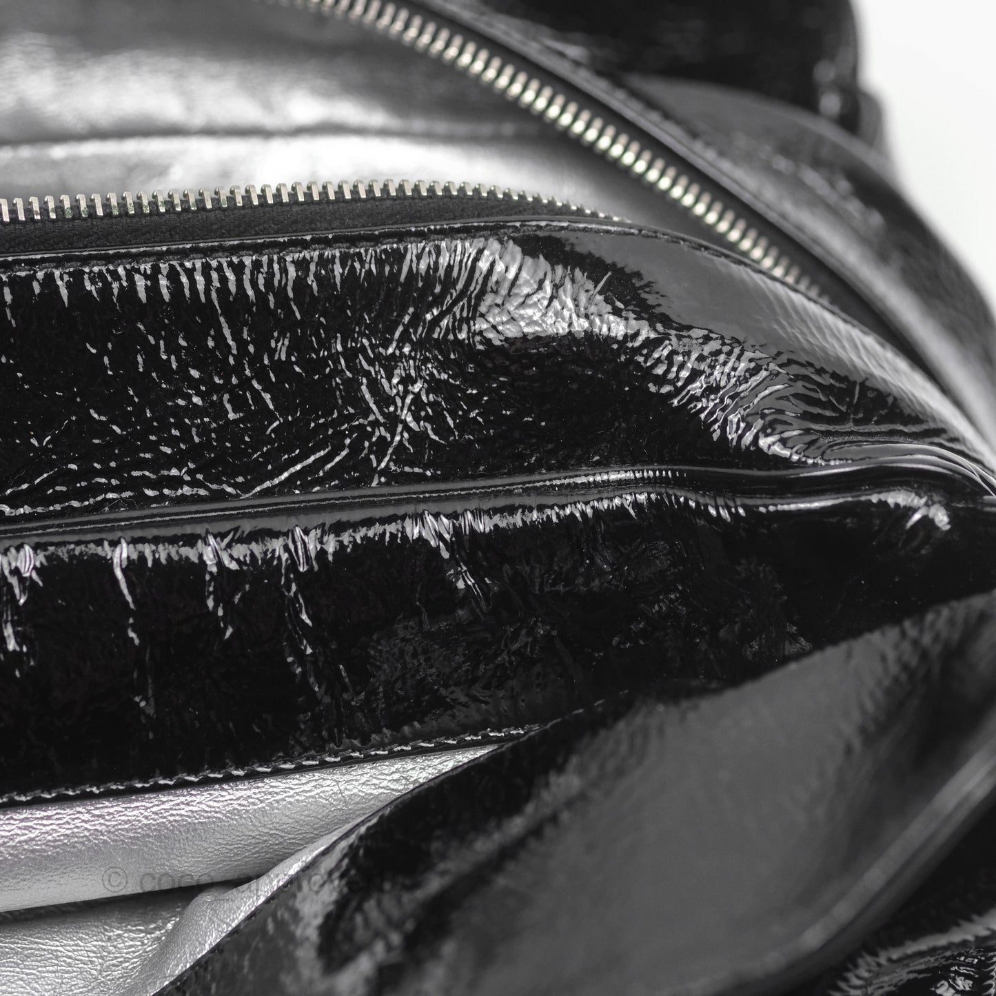 Chanel Bowling Tote Bag Black Glazed Calfskin Silver Hardware