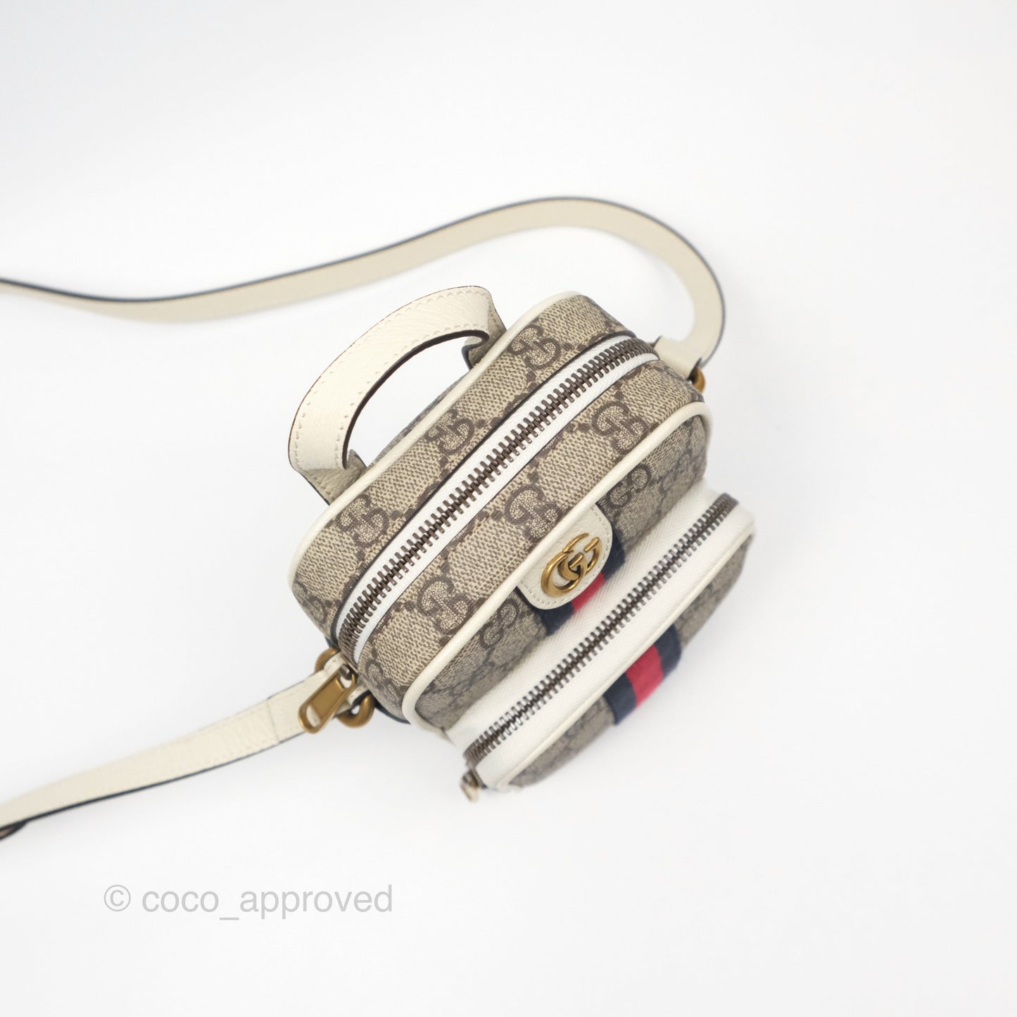 Gucci Ophidia GG Supreme Mini Crossbody Bag White