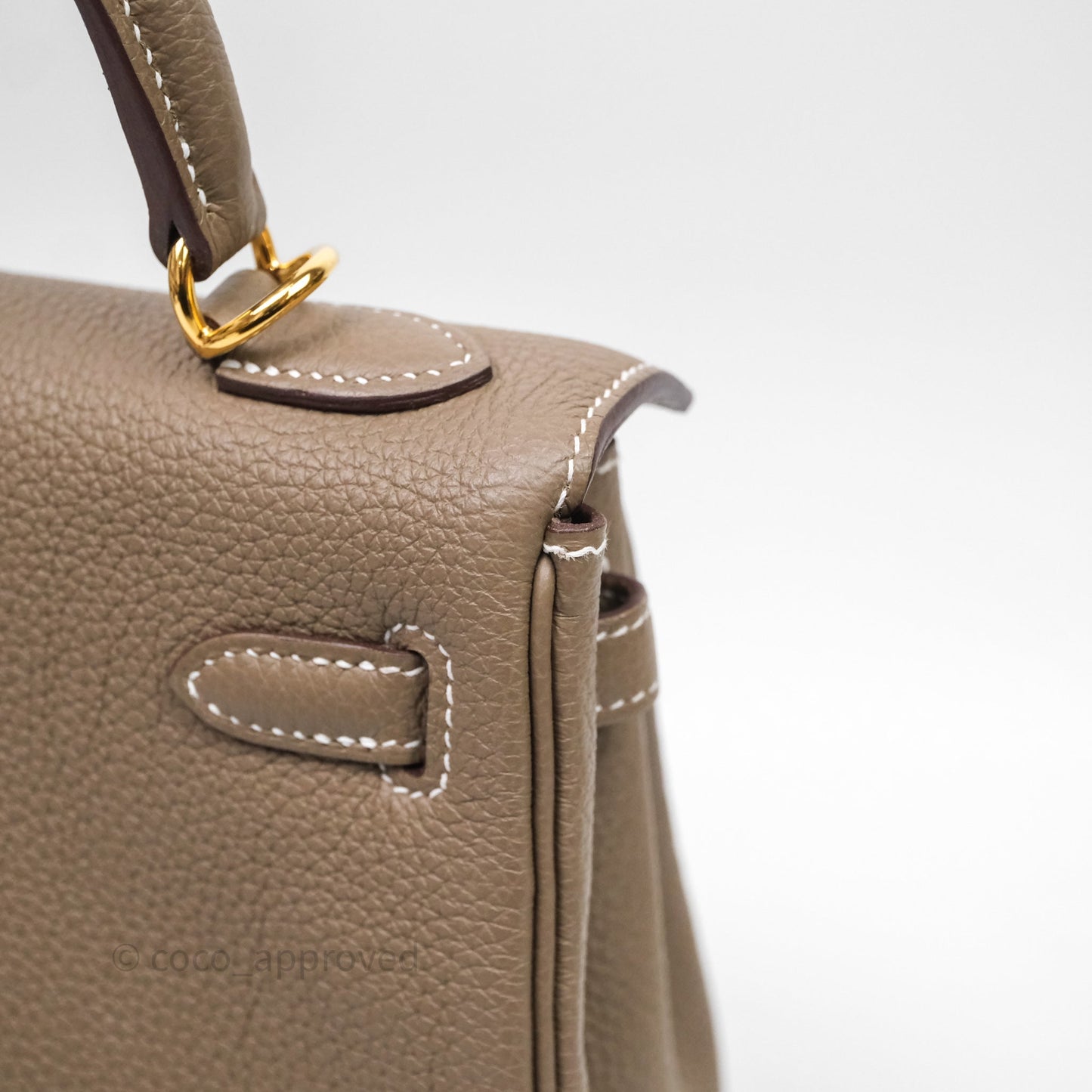 Hermes Kelly 25 Etoupe 18 Togo Gold Hardware