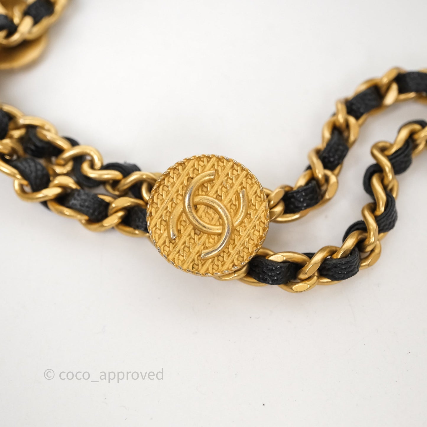 Chanel Quilted CC Coins Purse Chain Camera Case Black Caviar Aged Gold Hardware