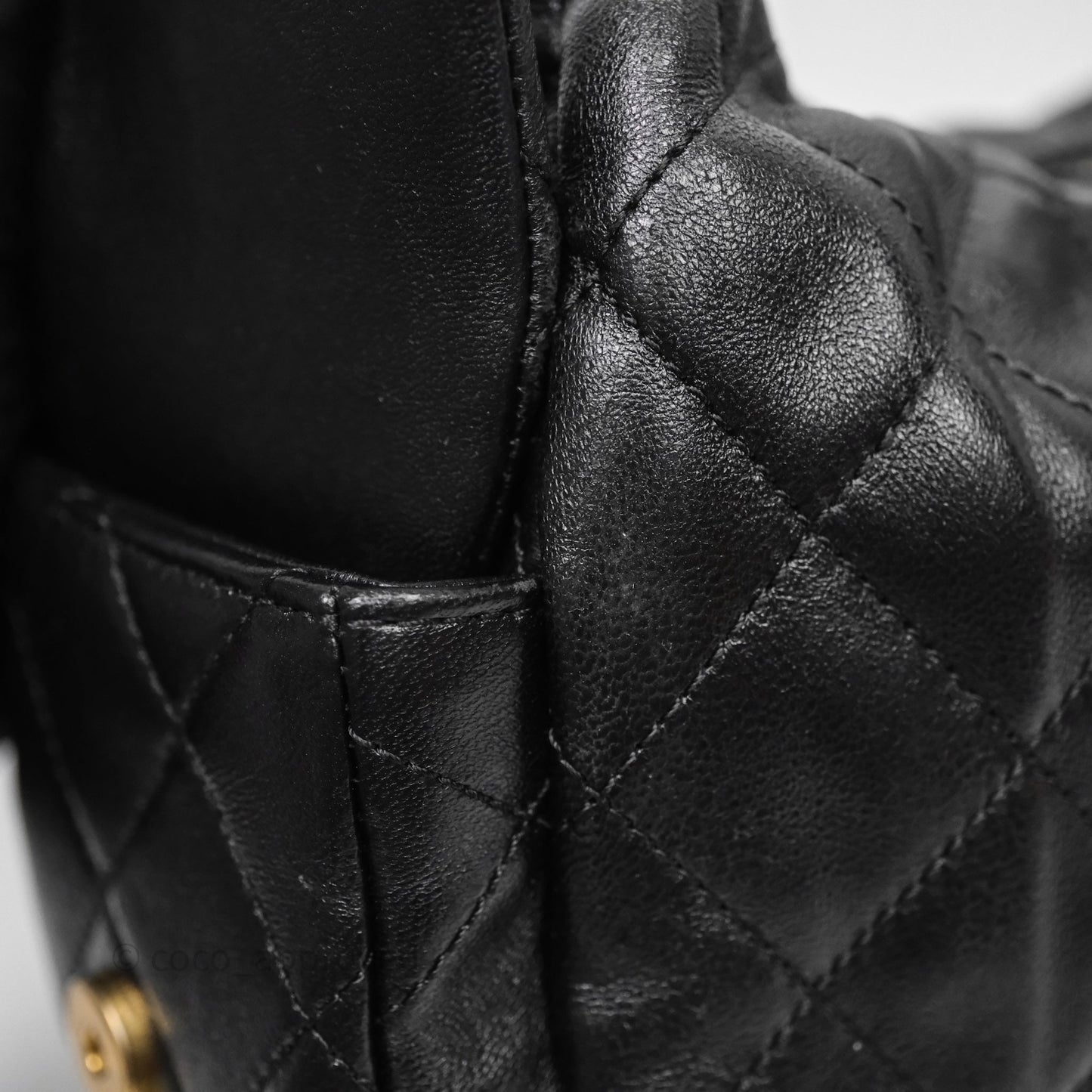 Chanel Small Quilted Trendy Double Pocket Hobo Black Lambskin Gold Hardware