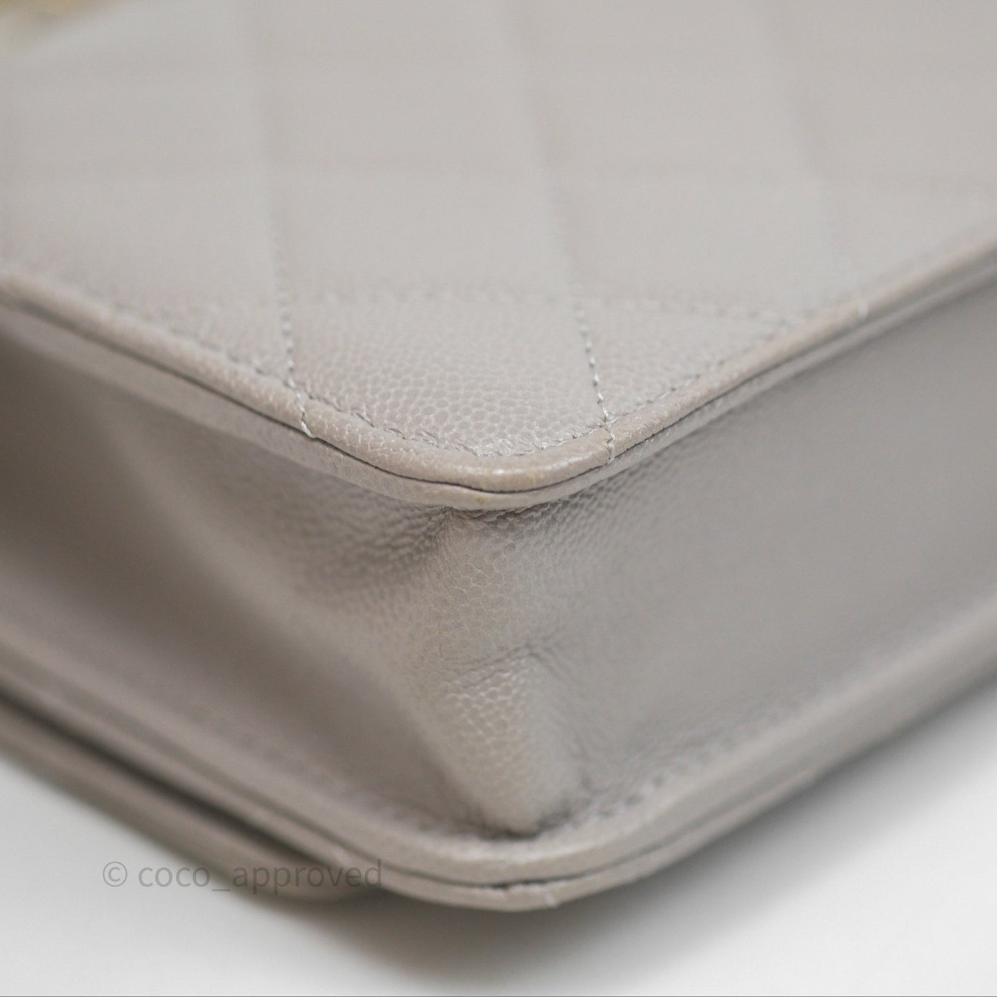 Chanel Classic Quilted Wallet on Chain WOC Grey Caviar Gold Hardware