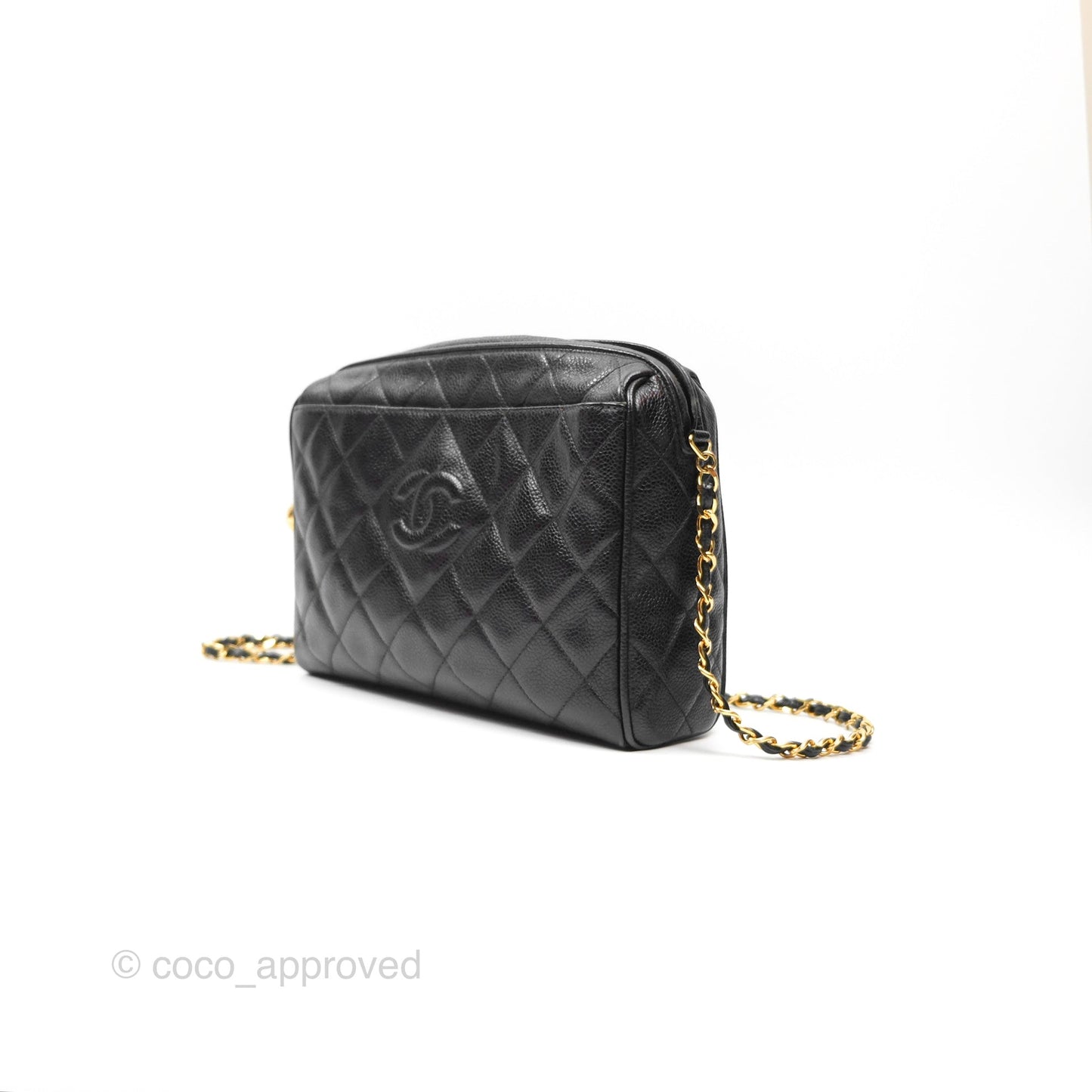 Chanel Vintage Camera Bag Black Caviar Gold Hardware