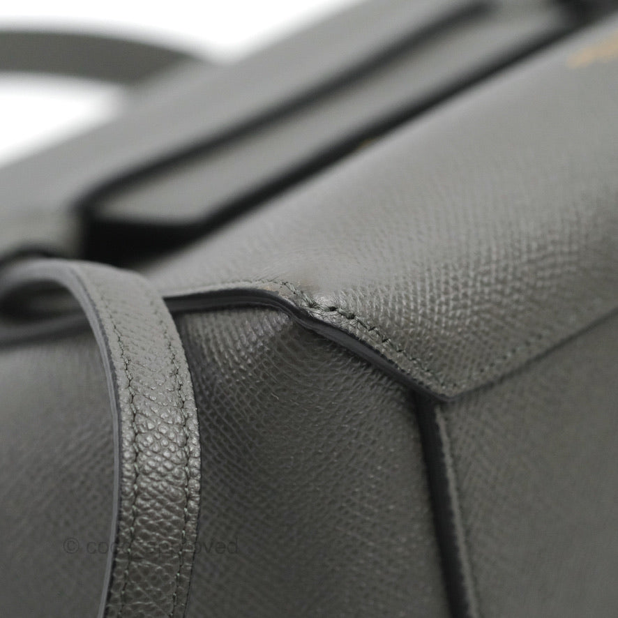 Celine Nano Belt Bag Grey Grained Calfskin Gold Hardware