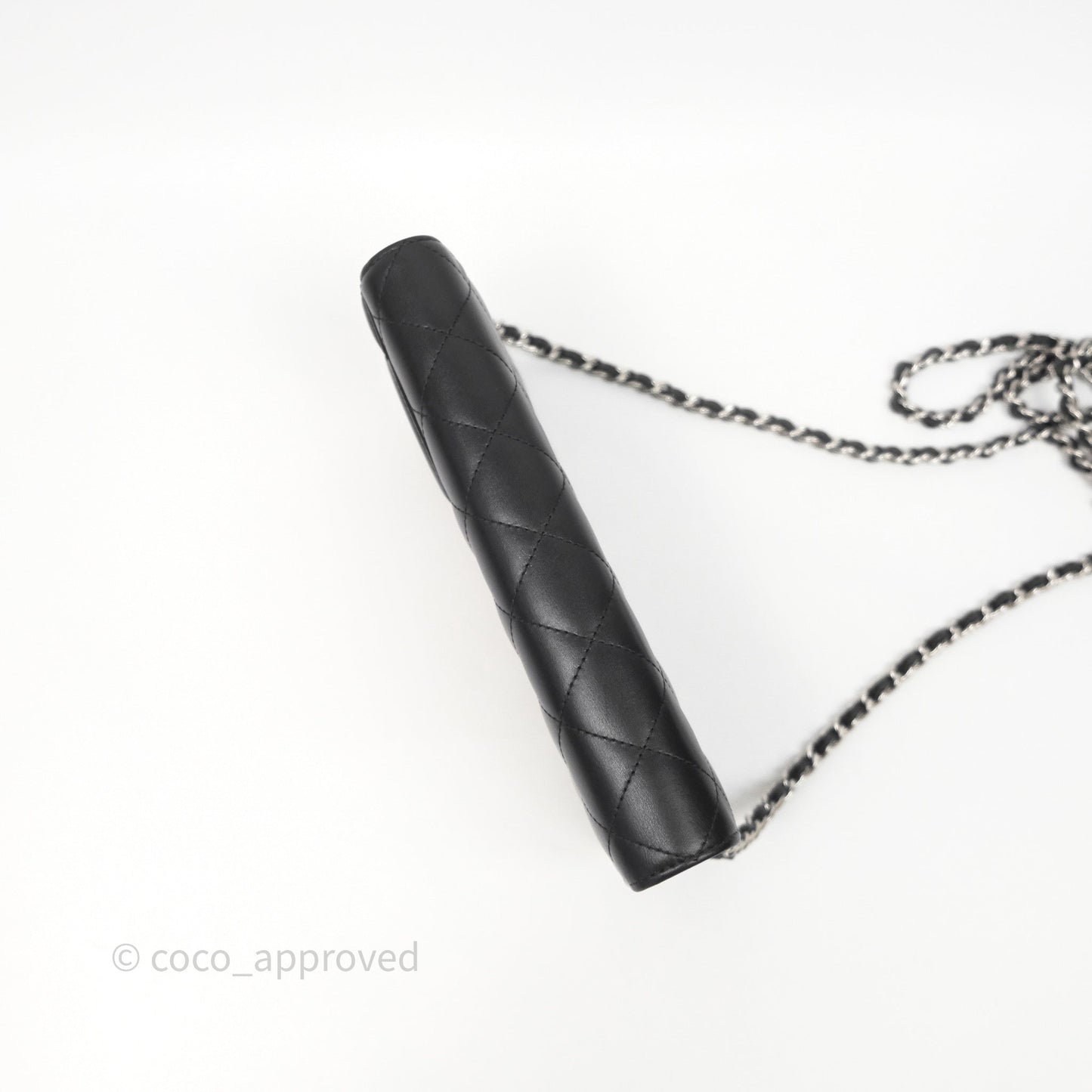 Chanel Quilted Cambon Wallet on Chain WOC Black Calfskin Silver Hardware