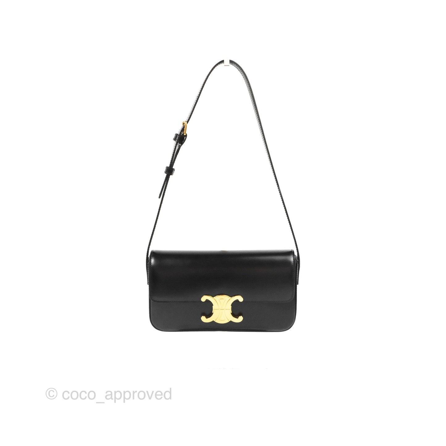 Celine Triomphe Shoulder Bag Black Calfskin