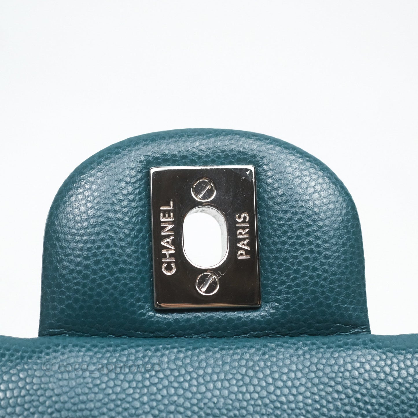 Chanel Quilted Mini Rectangular Green Caviar Silver Hardware