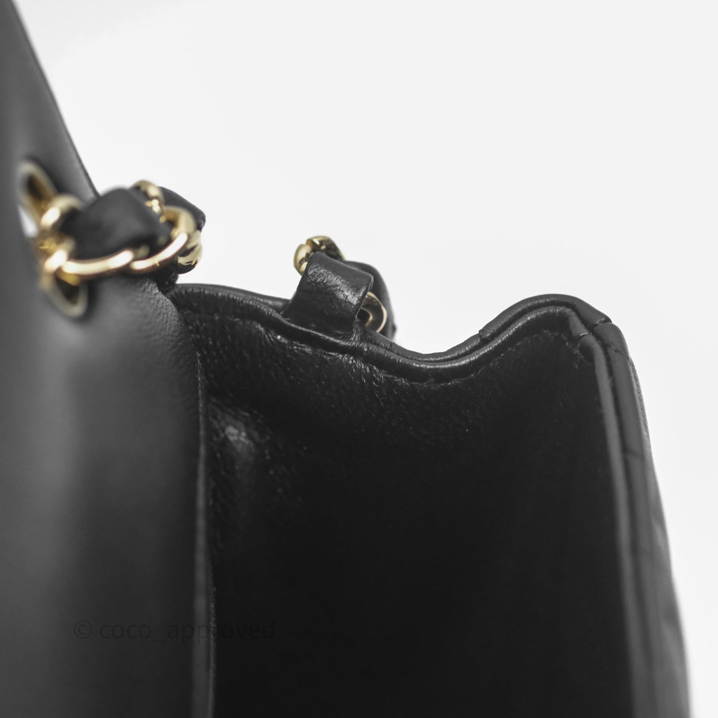 Chanel Mini Square Black Chevron Lambskin Gold Hardware