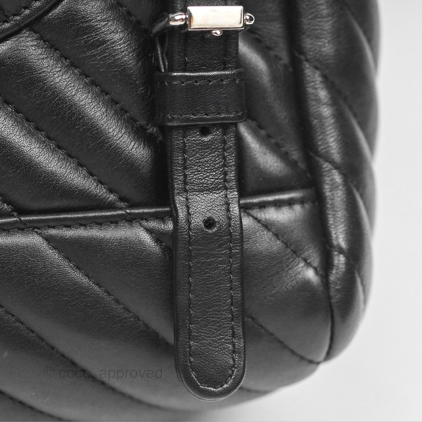 Chanel Medium Chevron Urban Spirit Backpack Black Calfskin Silver Hardware