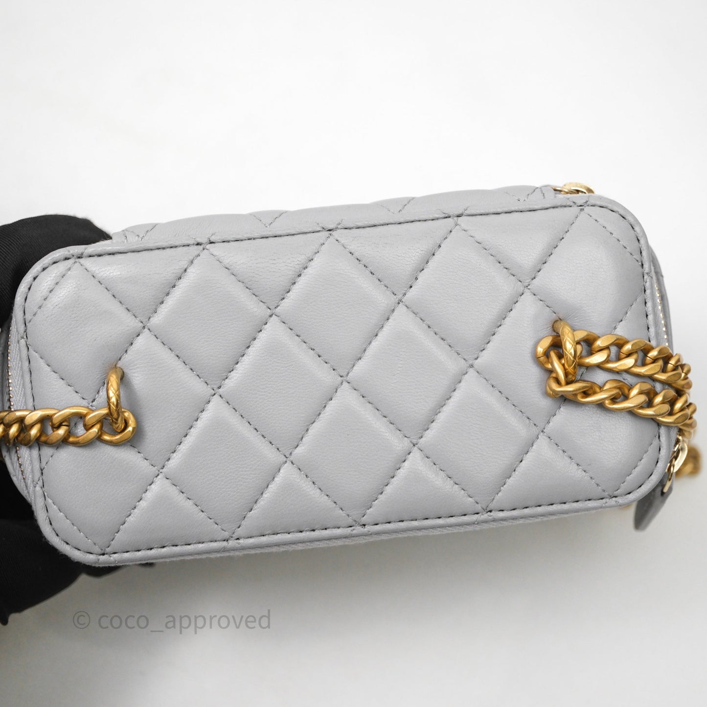 Chanel Vanity with Adjustable Chain Grey Lambskin Aged Gold Hardware