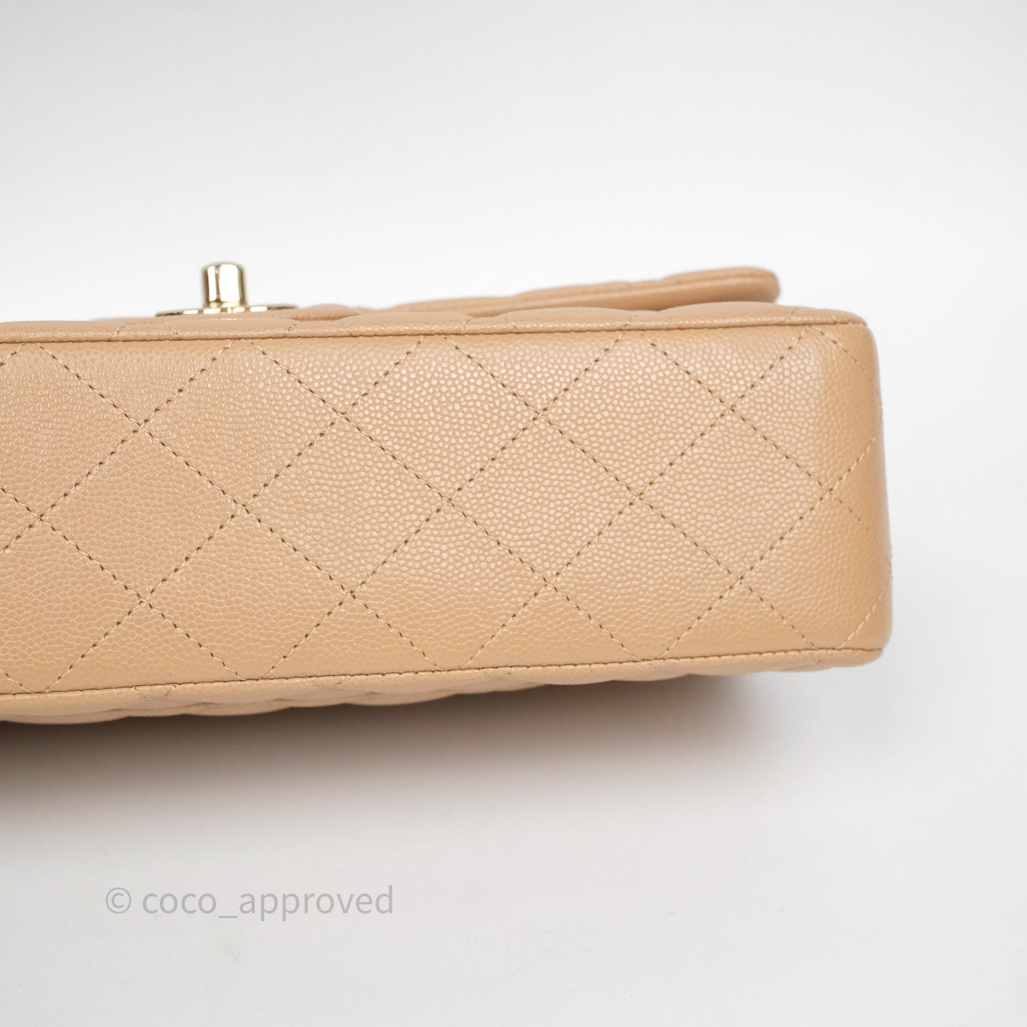 Chanel Classic M/L Medium Flap Quilted Dark Beige Caviar Gold Hardware