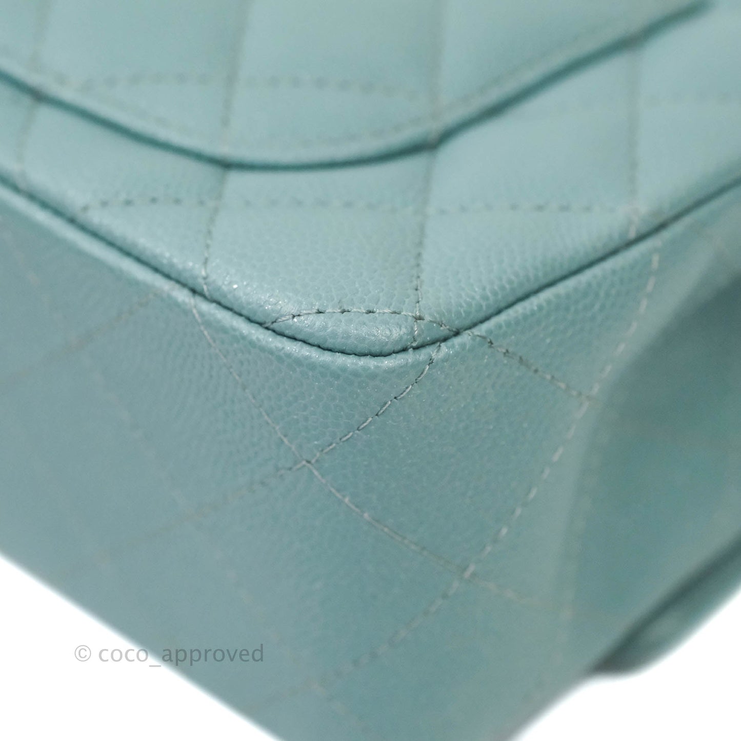 Chanel Quilted Mini Rectangular Iridescent Blue Caviar Aged Gold Hardware 18C