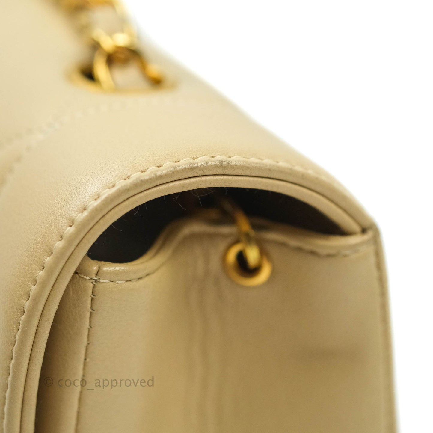 Chanel Vintage Small Quilted Classic Diana Flap Bag Beige Lambskin 24K Gold Hardware