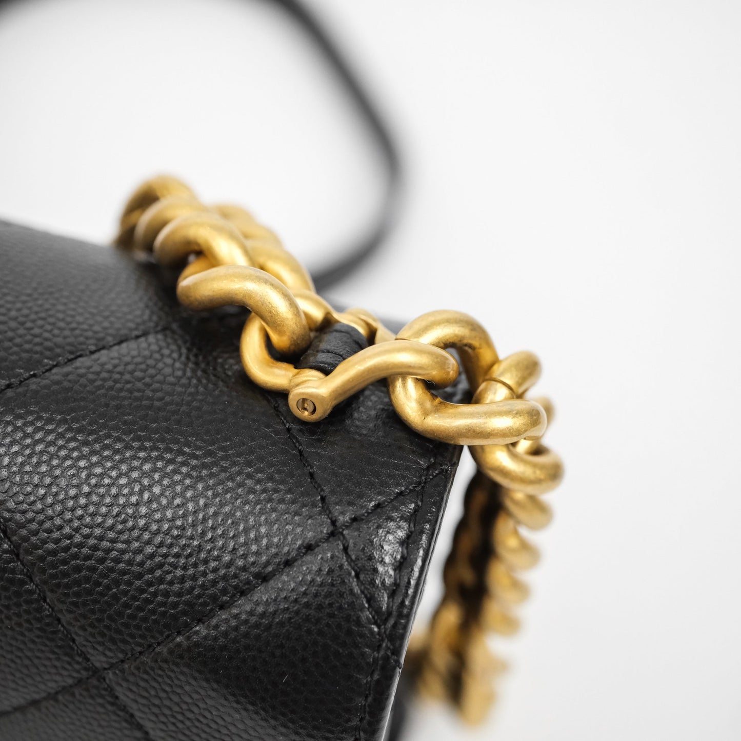Chanel Mini Bracelet On Chain Flap Bag Flat Quilted Black Caviar Aged Gold Hardware