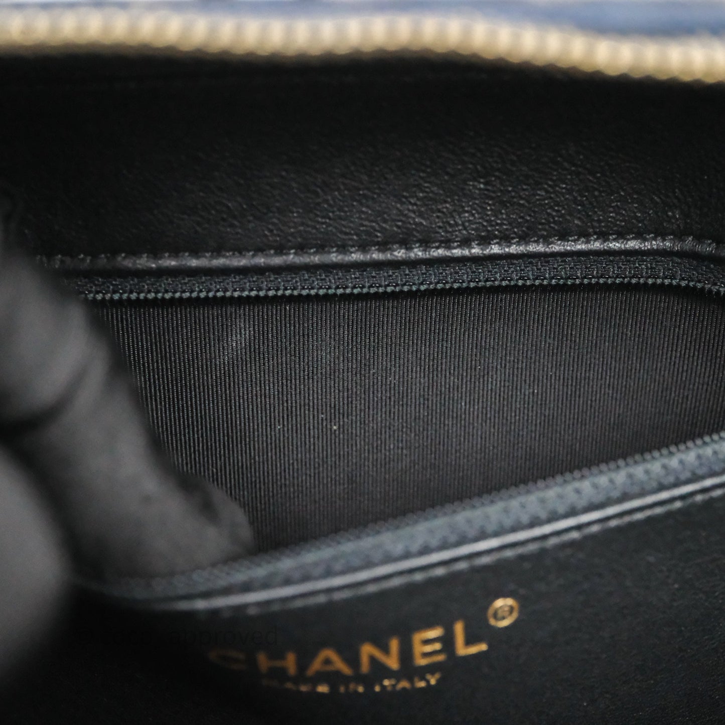 Chanel Quilted Large CC Filigree Vanity Case Navy Black Caviar