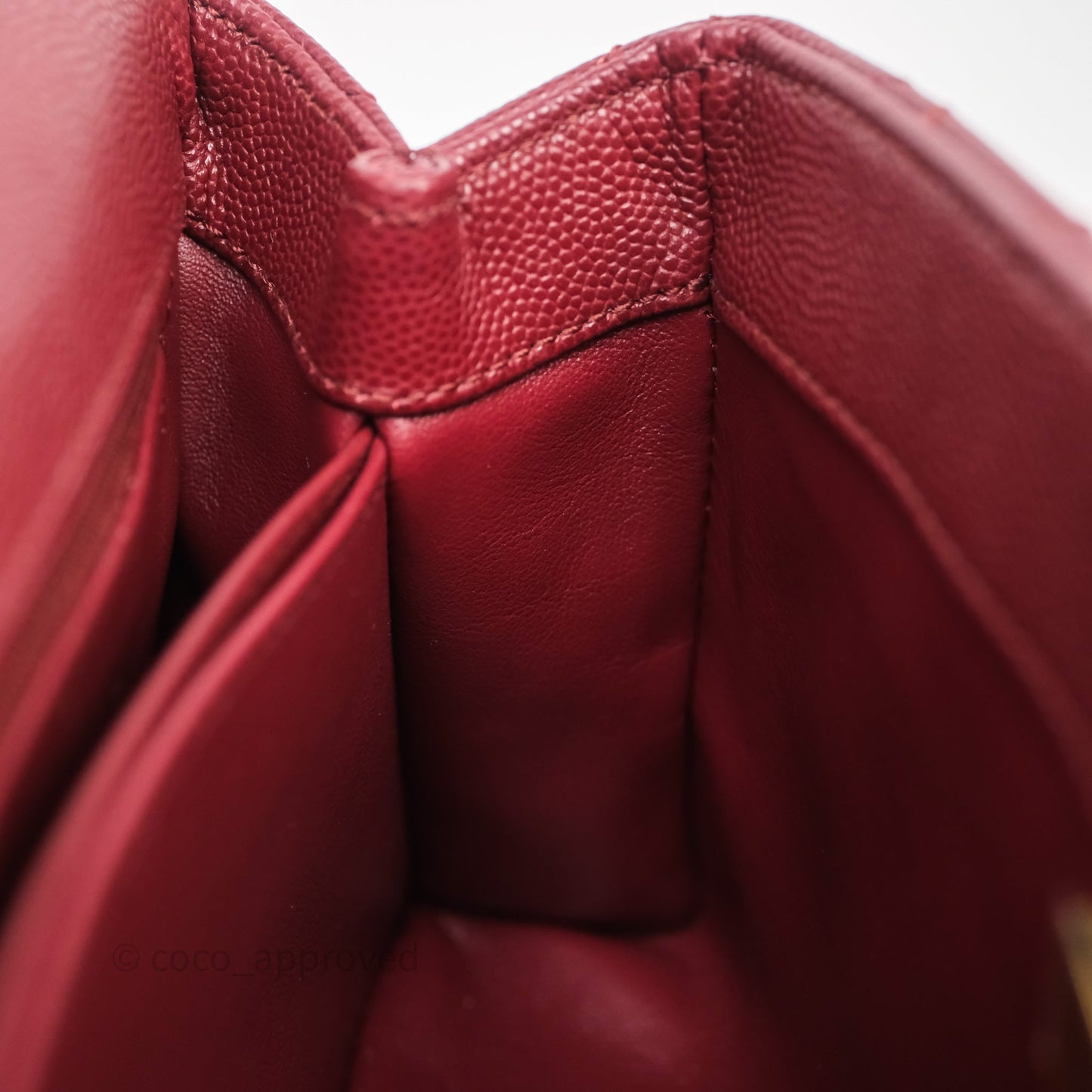 Chanel Small Coco Handle Quilted Red Burgundy Caviar Gold Hardware