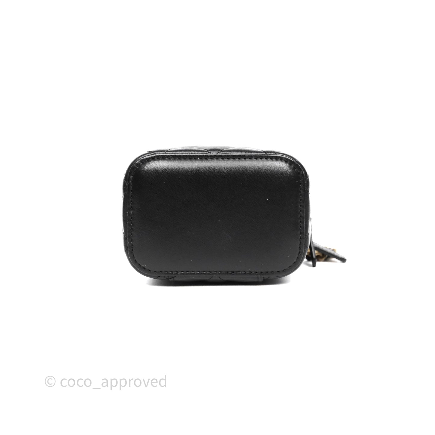 Chanel Mini Top Handle Vanity With Chain Black Lambskin Aged Gold Hardware