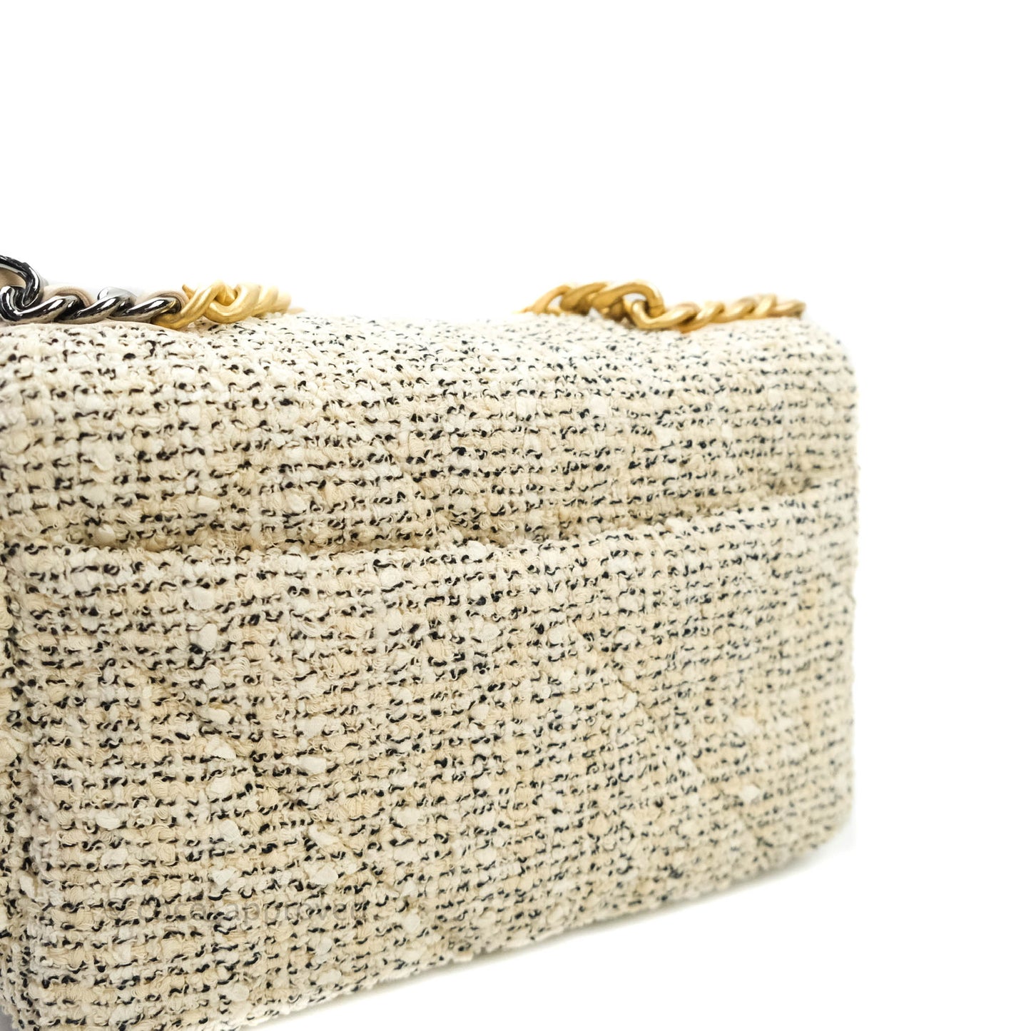 Chanel 19 Small Oreo Tweed Cream Mixed Hardware