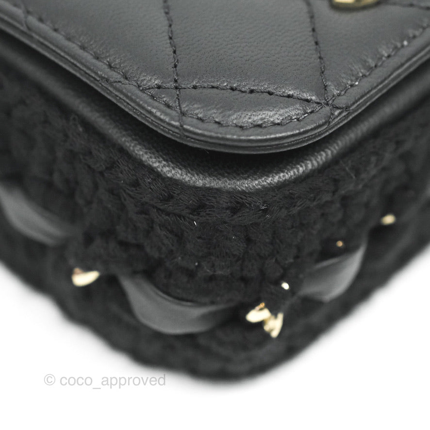 Chanel Mini Bag Black Lambskin Crochet Gold Hardware 22C