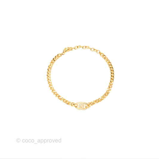 Chanel Crystal CC Chain Choker Gold Tone 24V