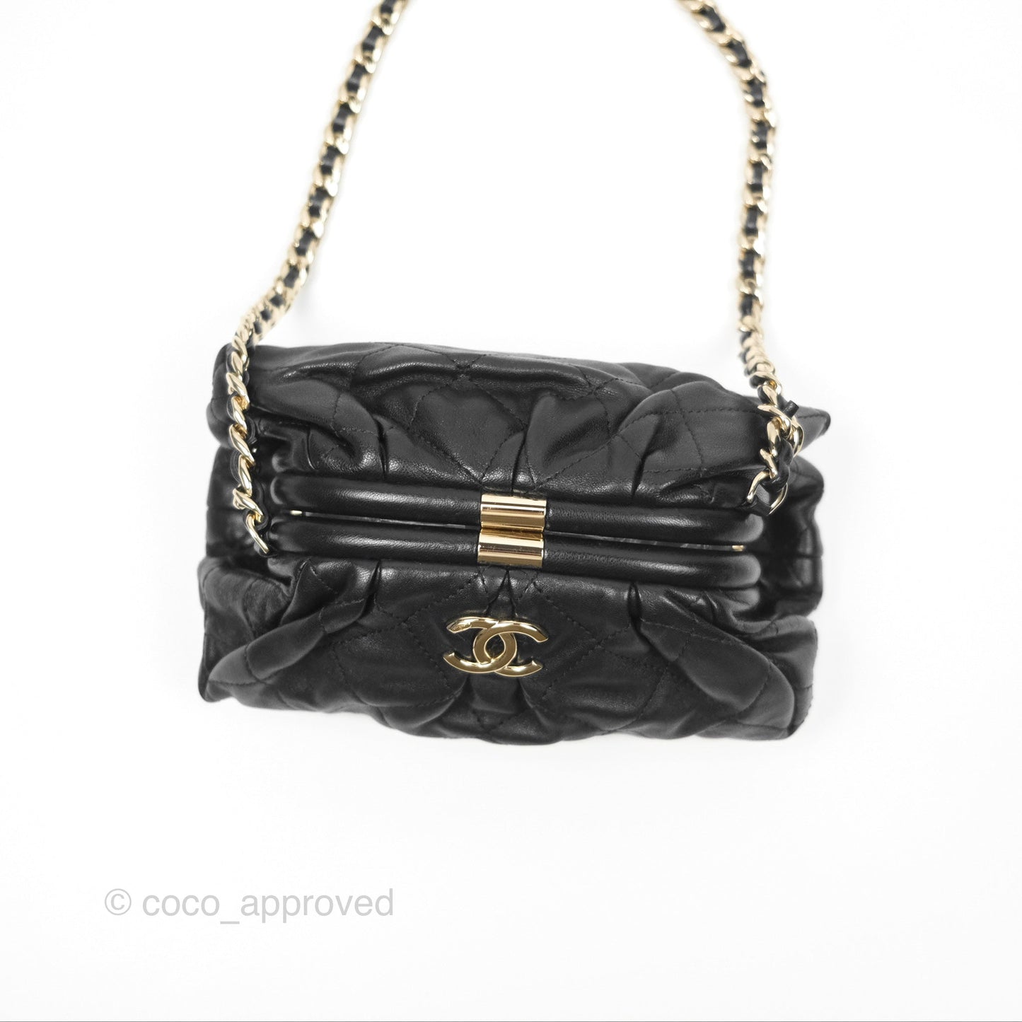 Chanel Quilted Clutch with Chain Black Lambskin Gold Hardware