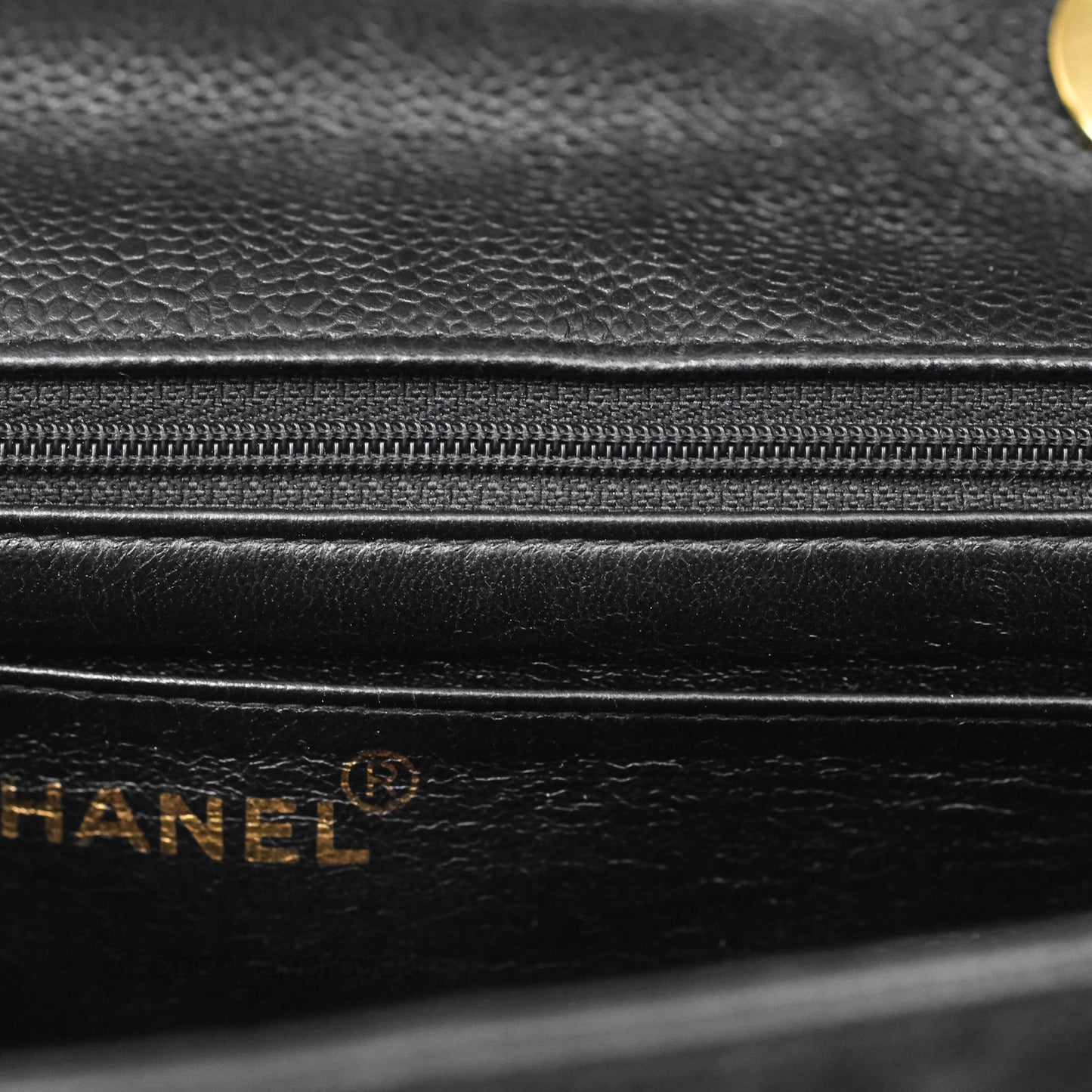 Chanel Vintage Jumbo Single Flap Black Caviar 24K Gold Hardware