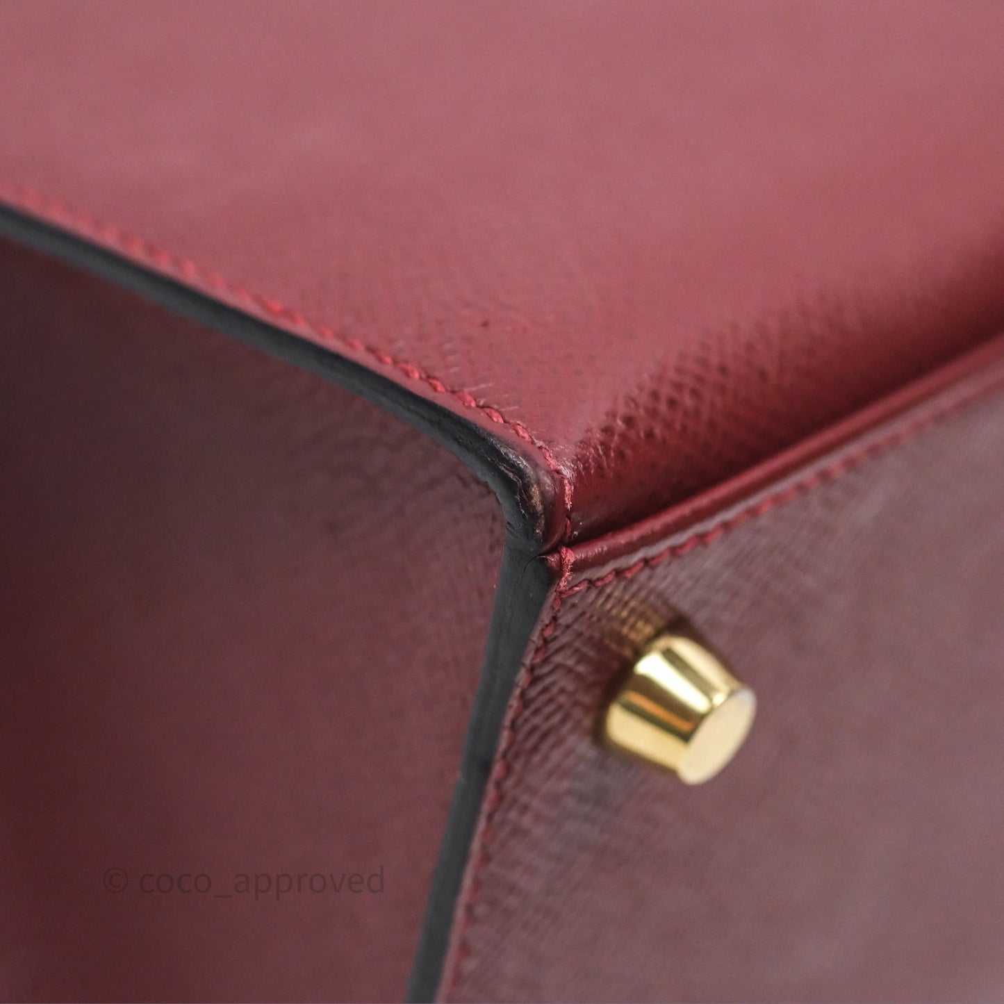 Hermès Sellier Kelly 25 Rouge H Epsom Gold Hardware