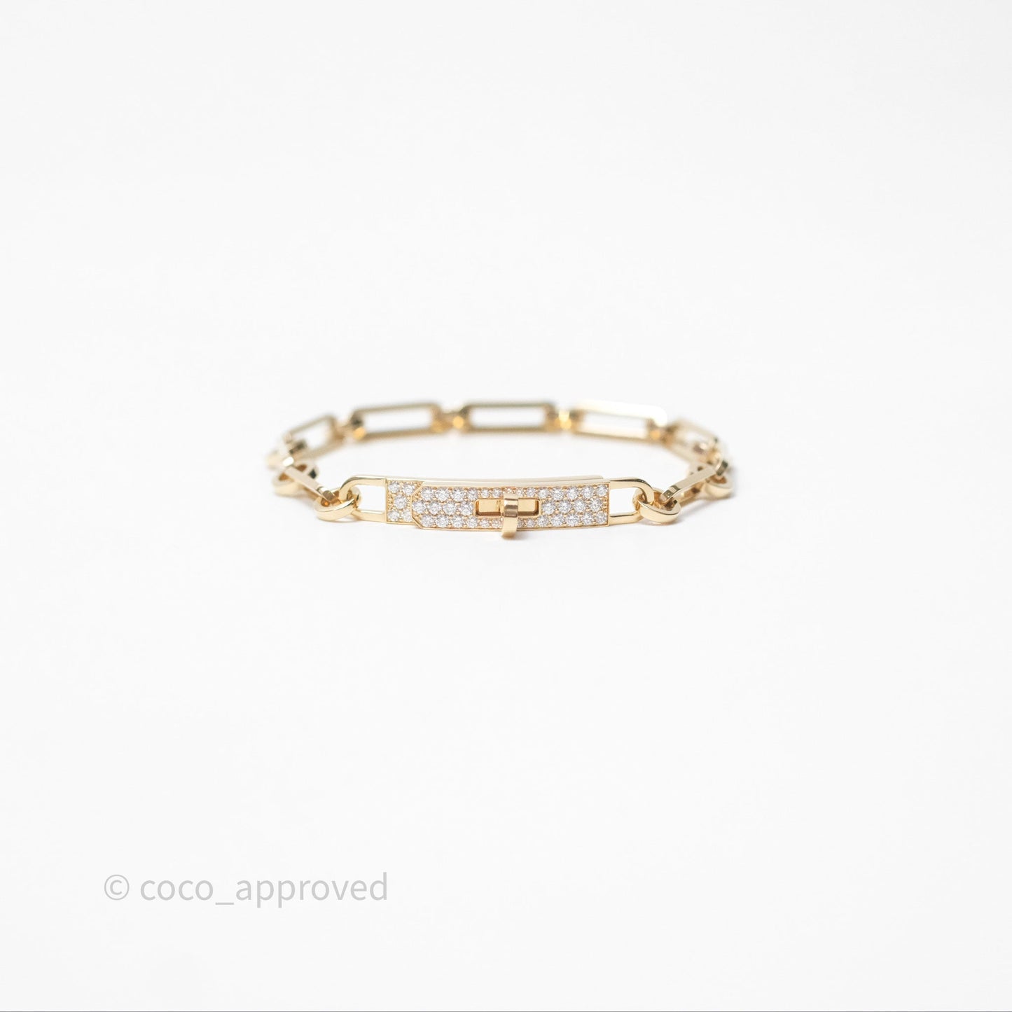 Hermès Kelly Chaine Bracelet Small Model Diamond Gold Hardware