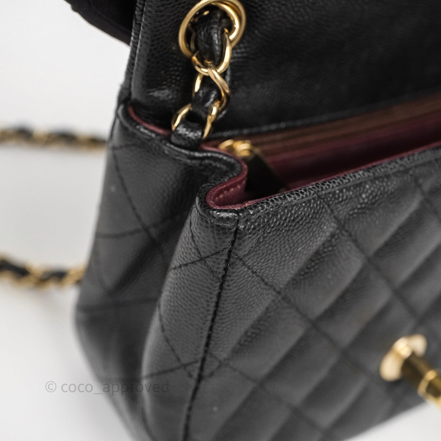 Chanel Mini Square Quilted Black Caviar Gold Hardware
