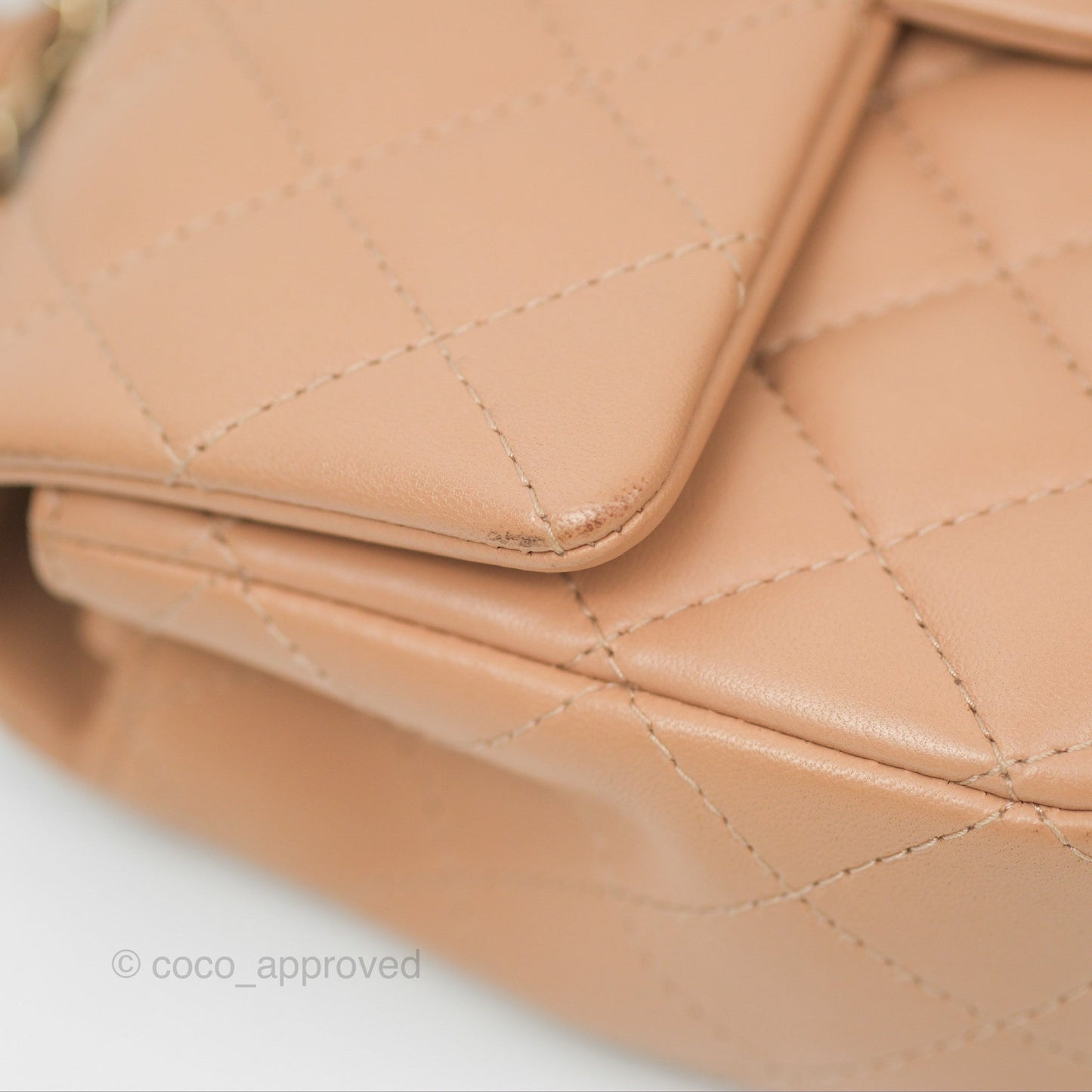 Chanel Quilted Mini Rectangular Beige Lambskin Gold Hardware