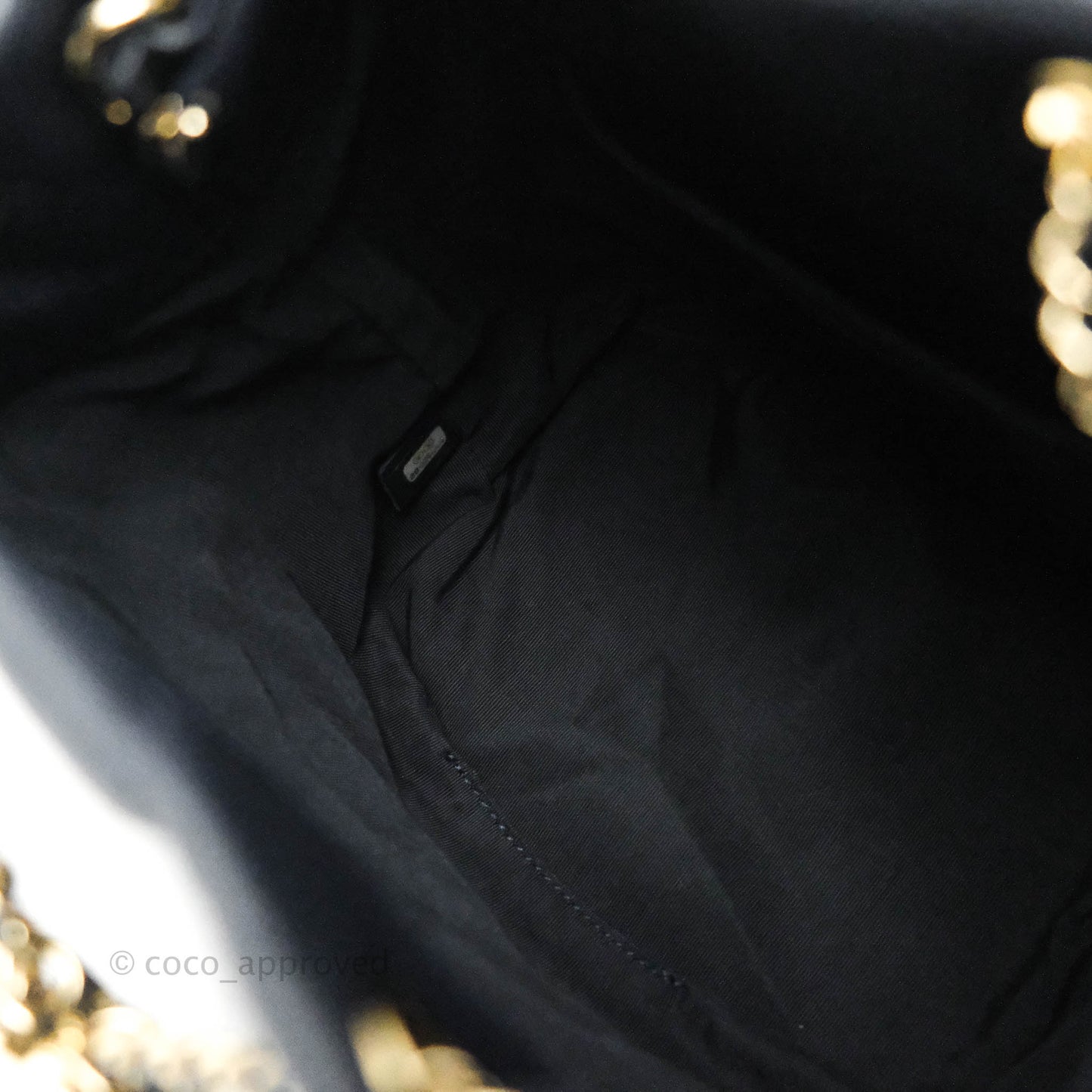 Chanel Caviar Quilted Rolled Up Bucket Drawstring Bag Navy Gold Hardware