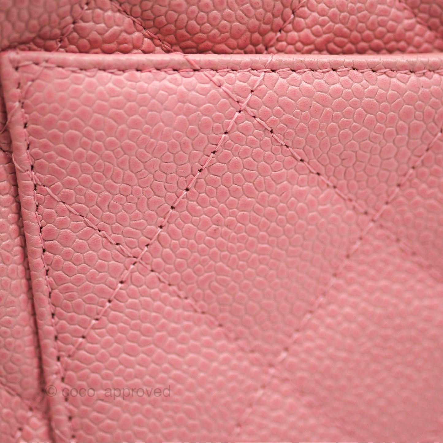 Chanel Vintage CC Quilted Shoulder Bag Pink Caviar Gold Hardware