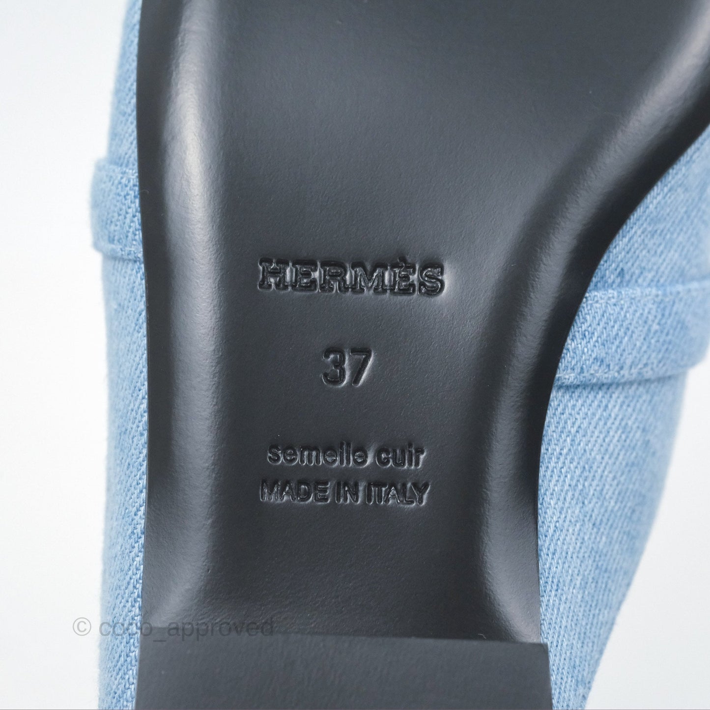 Hermès Oz Mule Denim Bleu Clair Palladium Hardware Size 37C