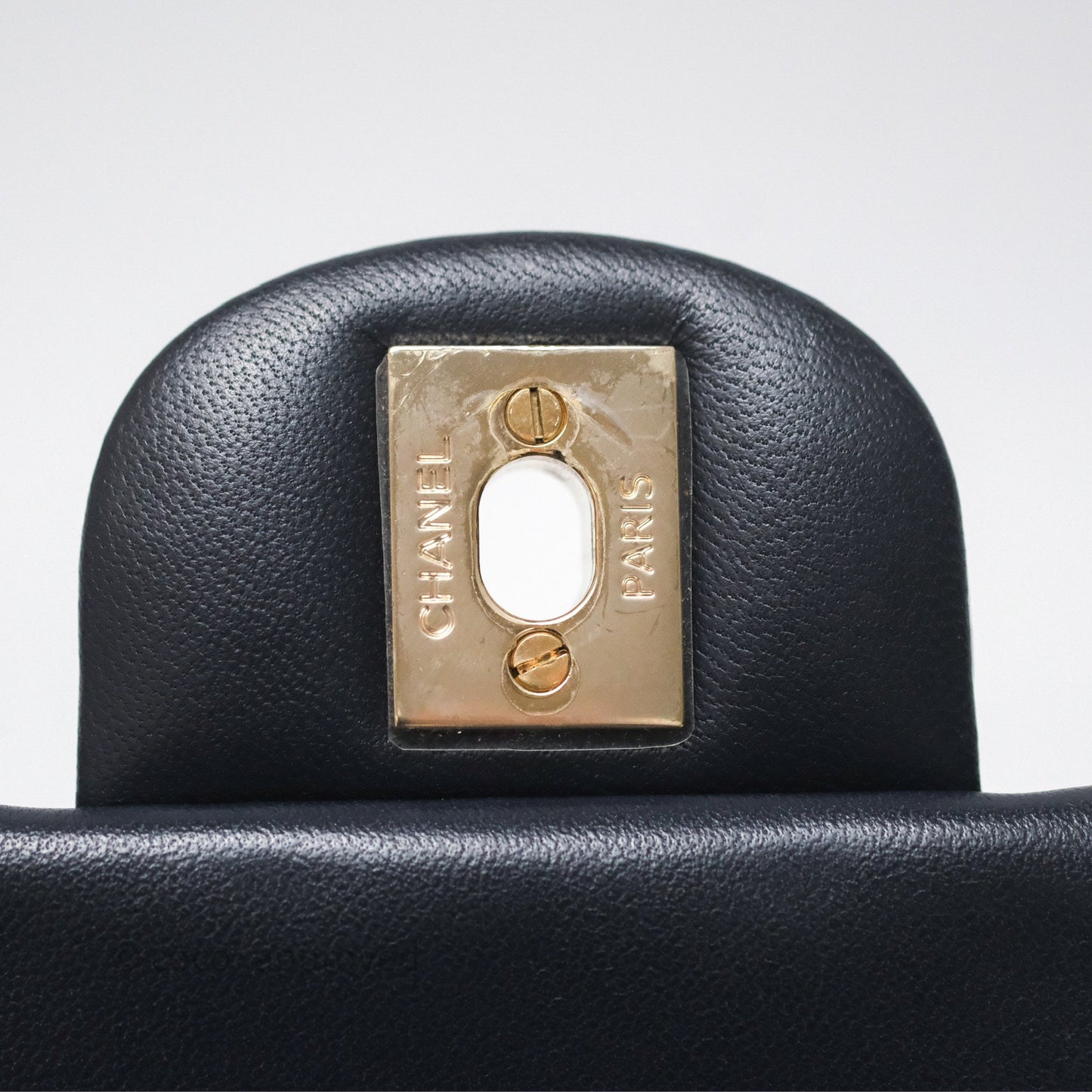 Chanel Mini Square Flap Quilted Navy Lambskin Gold Hardware