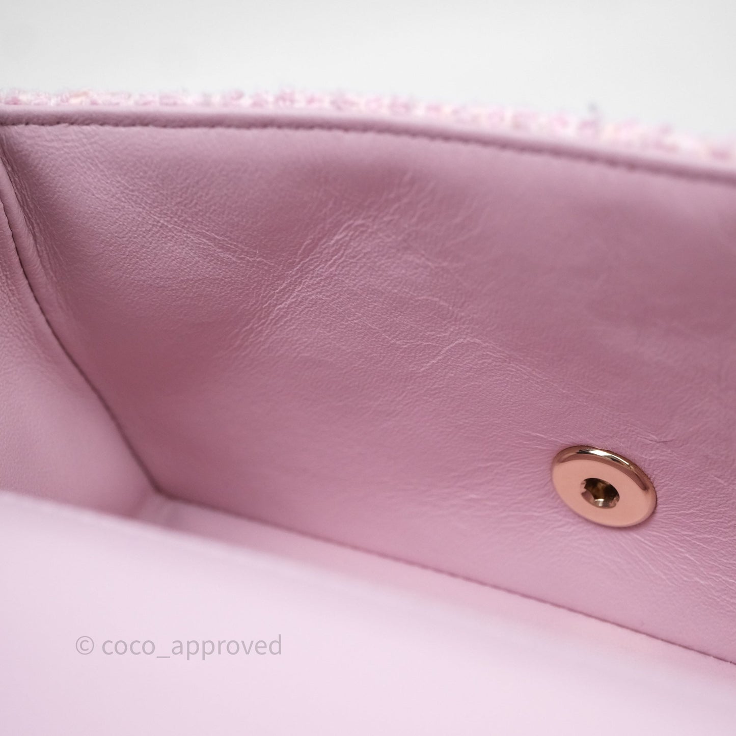 Chanel Classic Mini Rectangular Flap Pink Tweed Gold Hardware