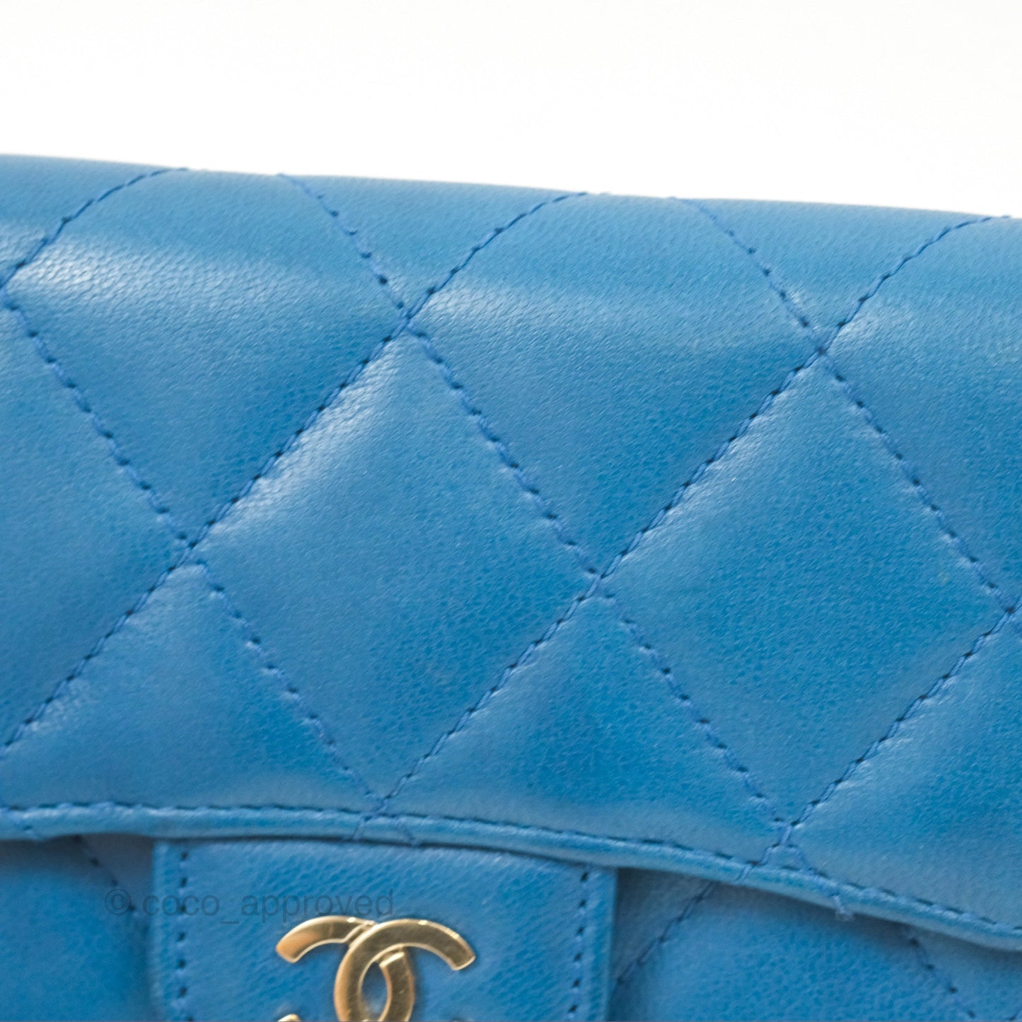 Chanel Classic Short Flap Wallet Blue Lambskin Gold Hardware