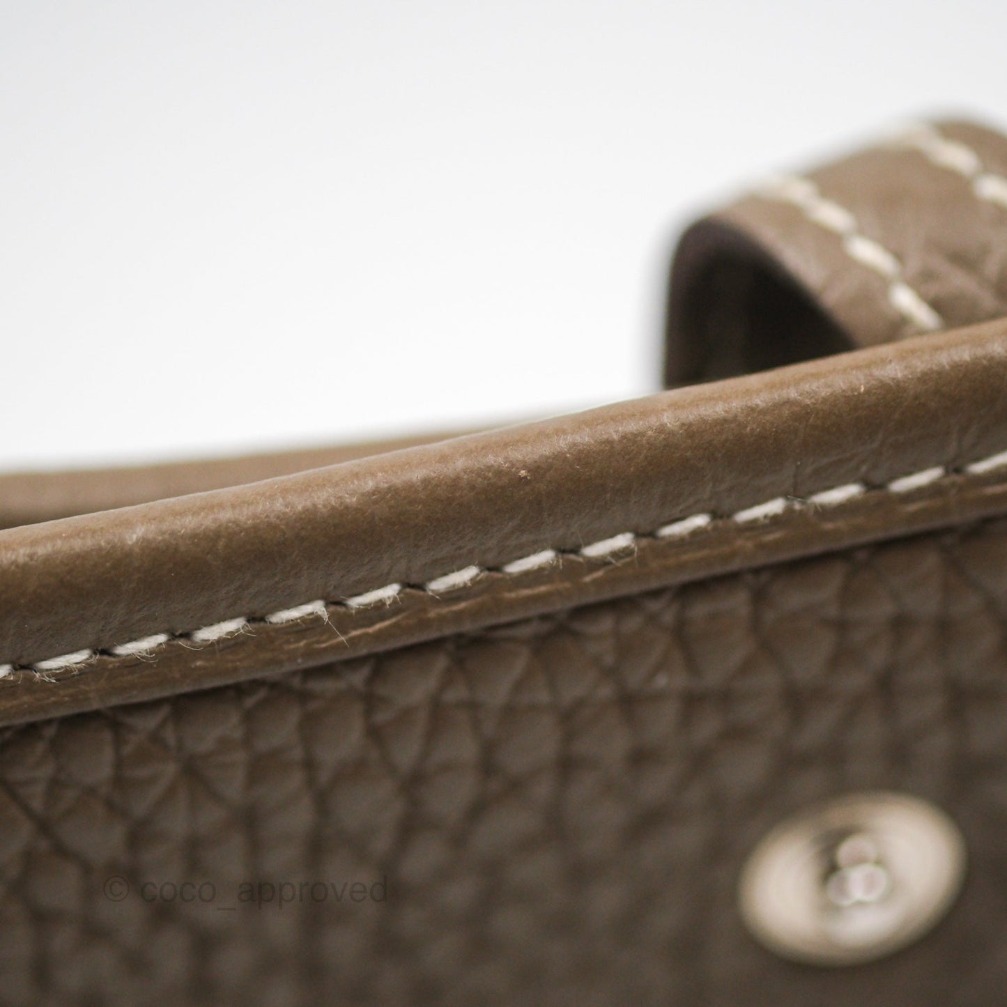 Hermès Mini Evelyne 16 Etoupe 18 Clemence Palladium Hardware with Bleu Indigo Strap