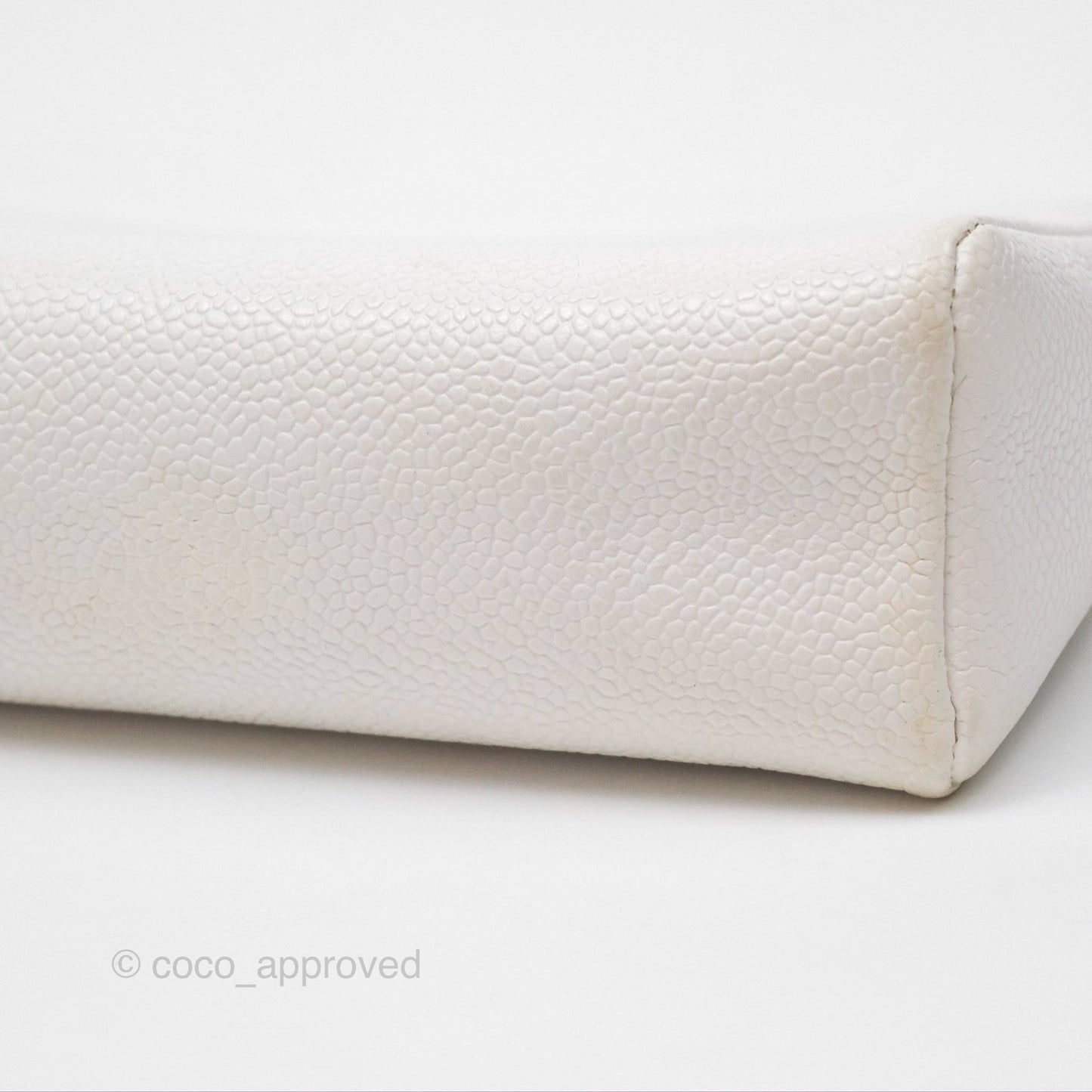 Chanel Vintage CC Clutch White Caviar Gold Hardware