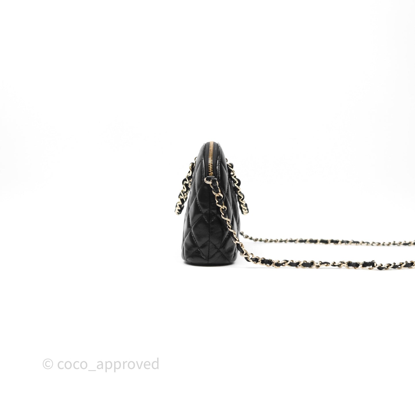 Chanel Handle Clutch with Chain Black Shiny Lambskin Gold Hardware