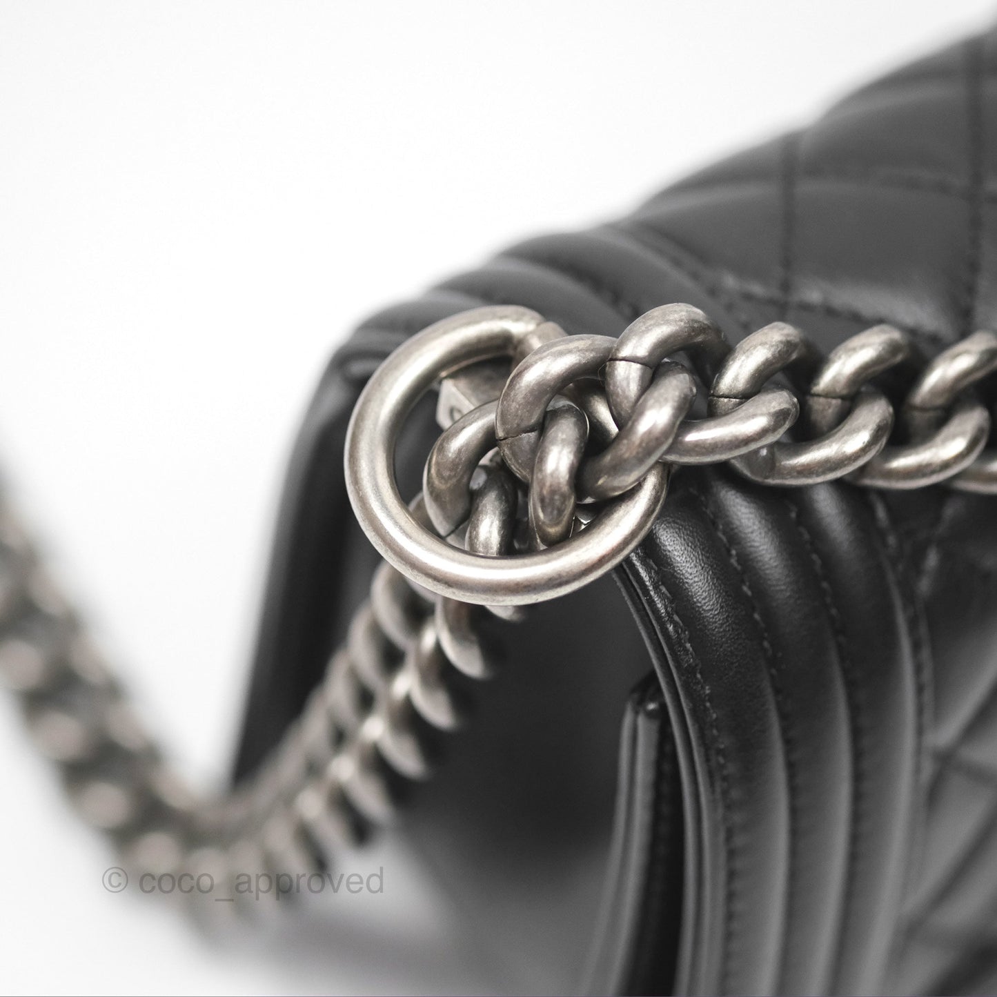 Chanel Small Boy Black Calfskin Ruthenium Hardware