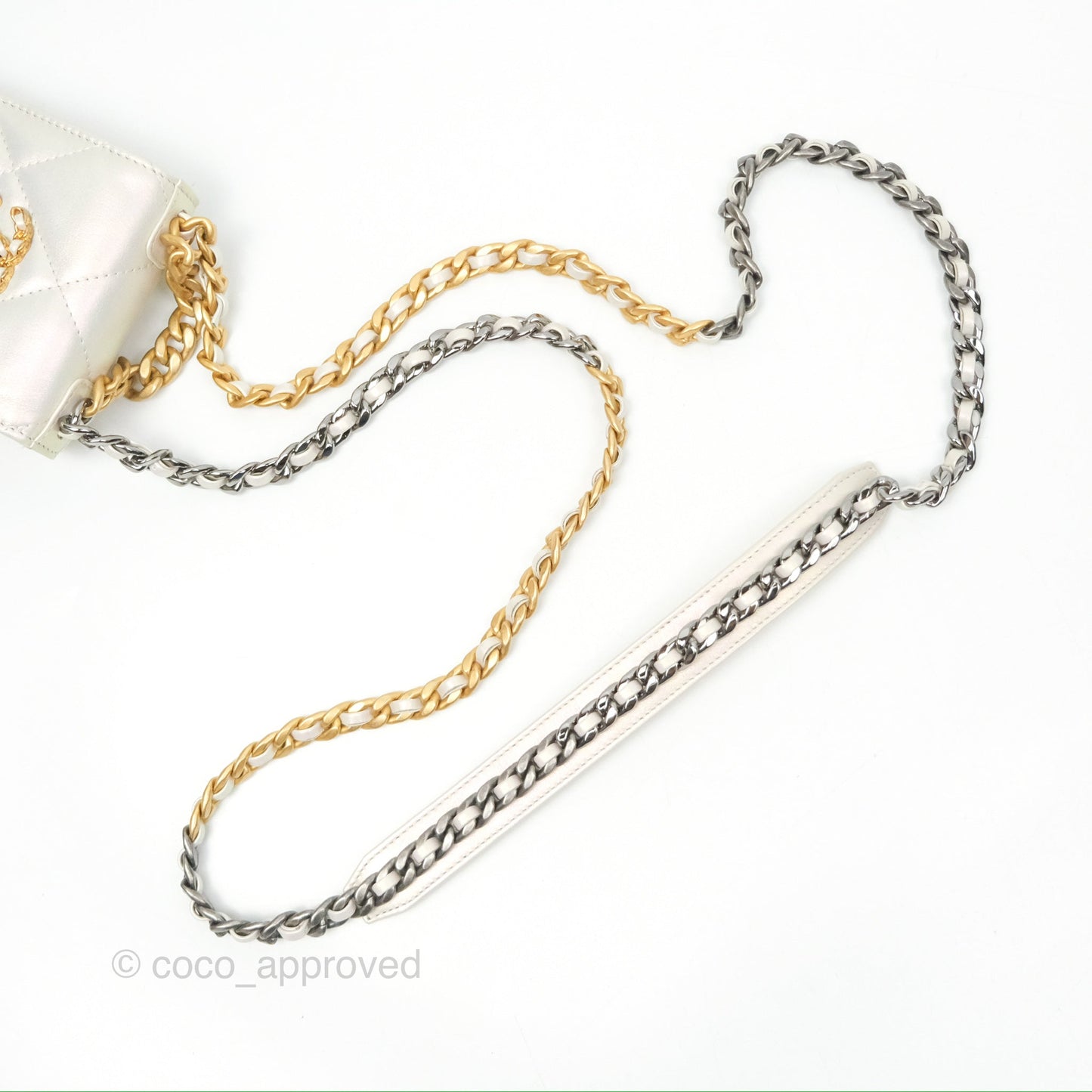 Chanel 19 Phone Holder Iridescent Ivory Mixed Hardware
