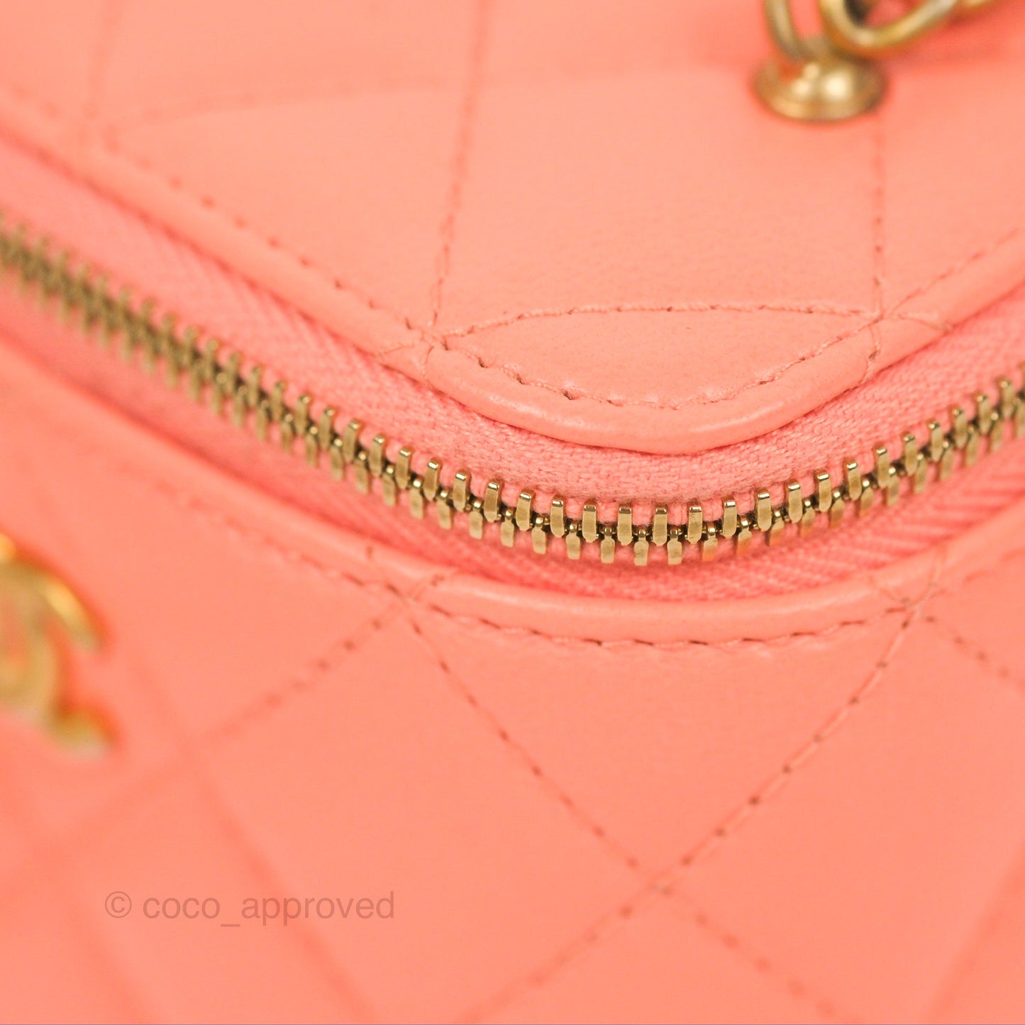 Chanel Mini Pearl Crush Vanity With Chain Orange Clair Gold Hardware