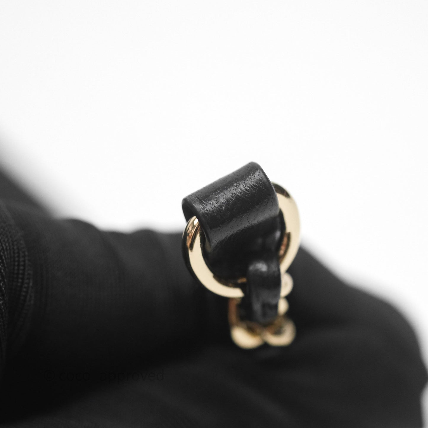 Chanel Logo Pearl Chain Flap Bag Black Lambskin Gold Hardware